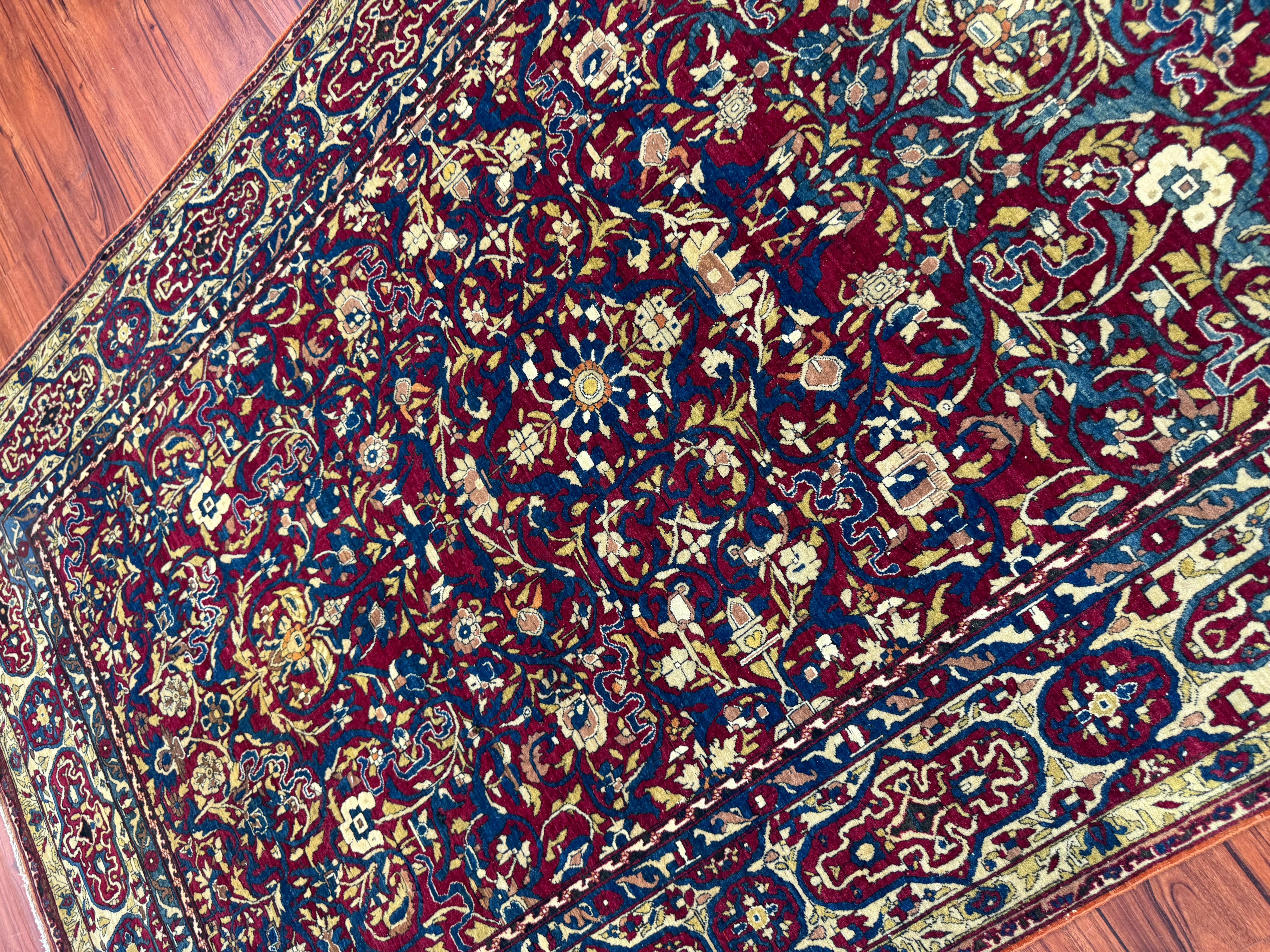 Extremely Fine Antique Persian Tehran Rug For Sale 7