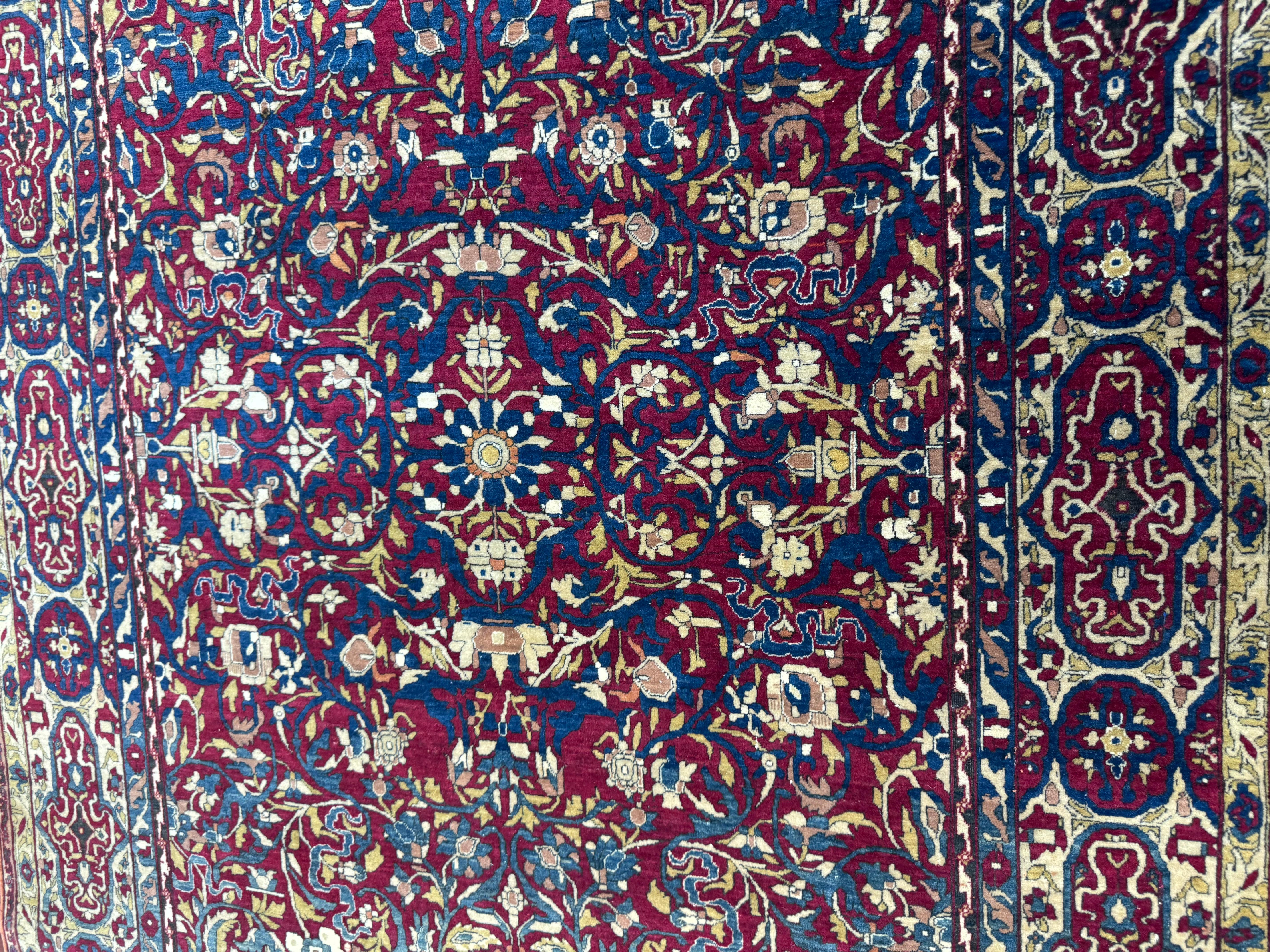 Hand-Woven Extremely Fine Antique Persian Tehran Rug For Sale
