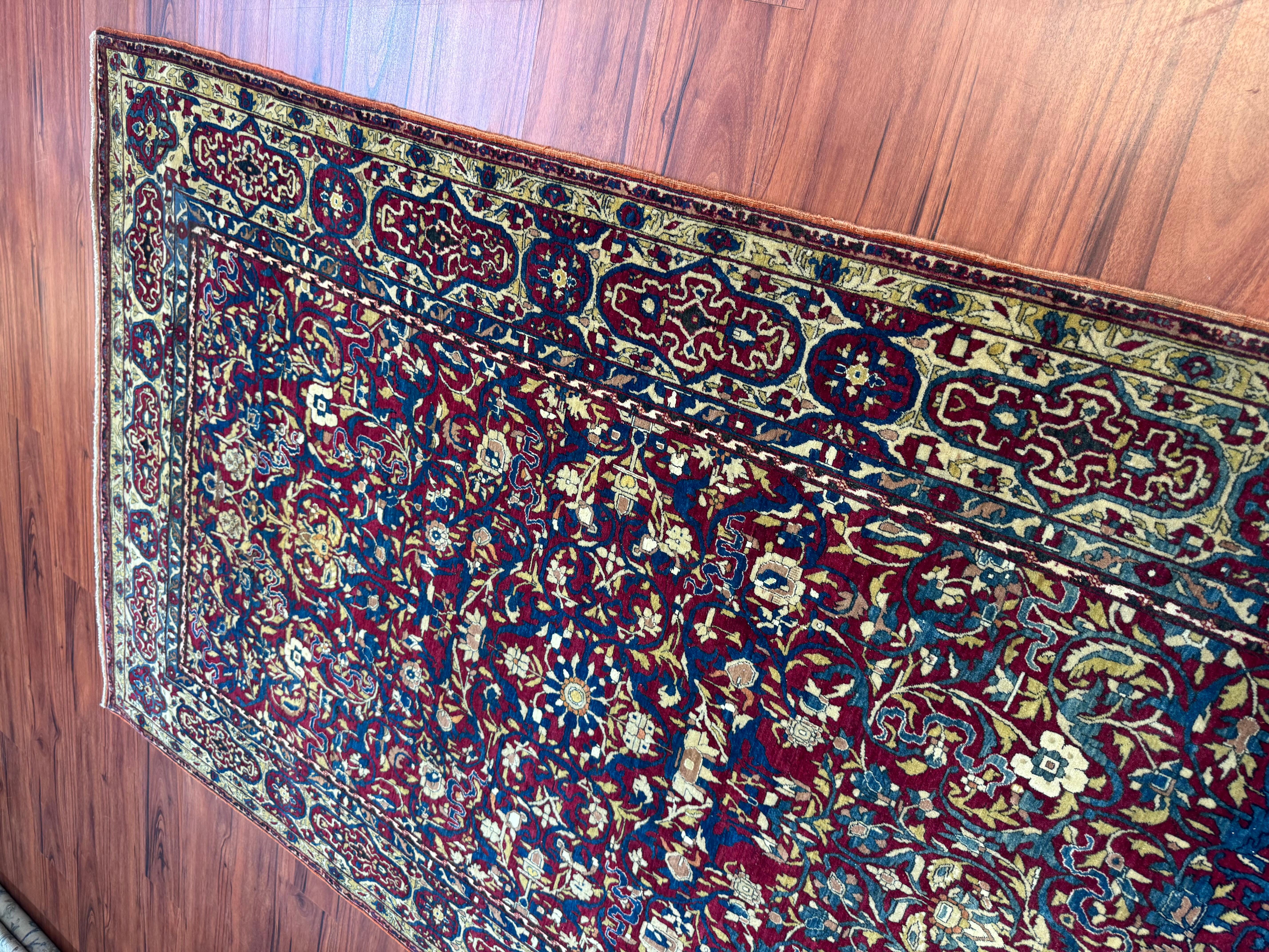 Wool Extremely Fine Antique Persian Tehran Rug For Sale