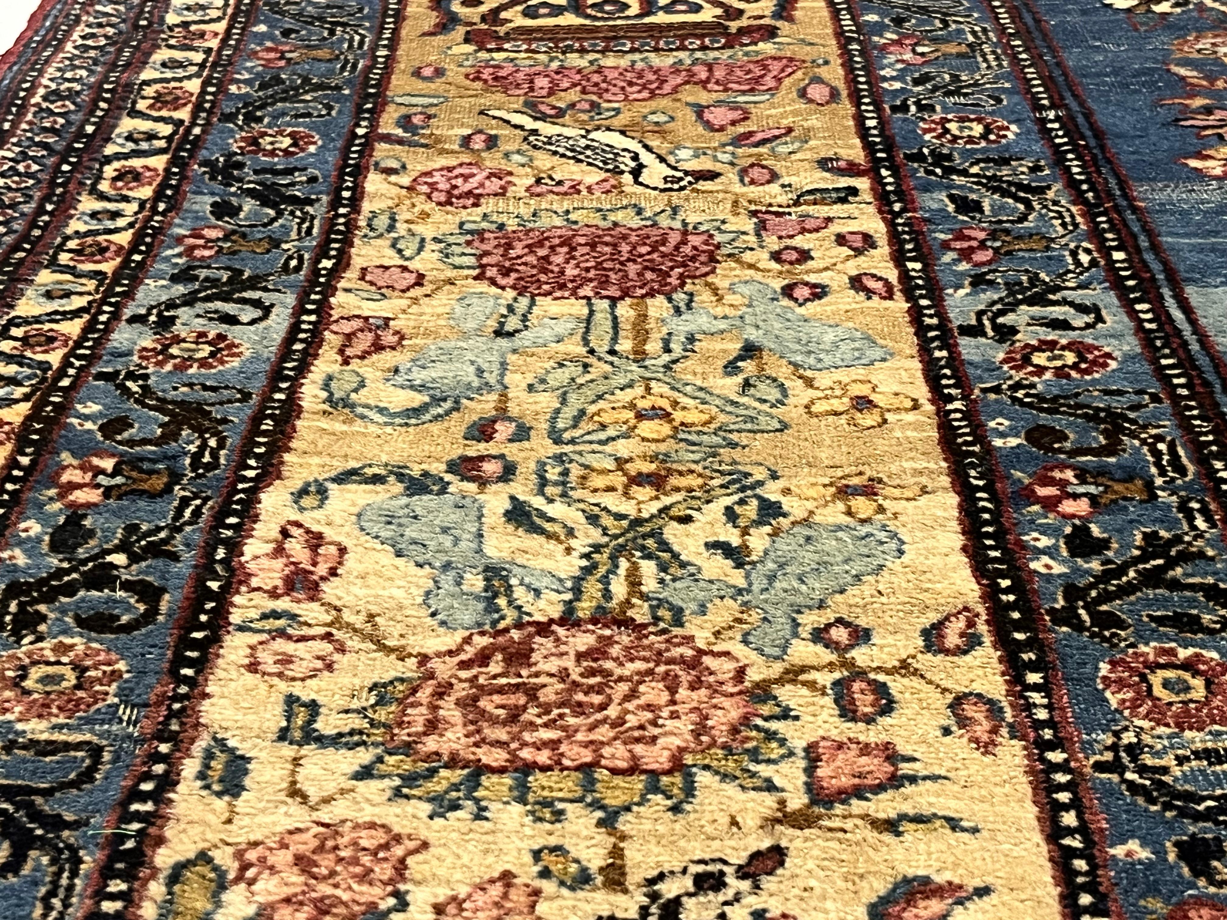 Extremely Fine Antique Persian Tehran with great and rare color background Rug In Good Condition For Sale In New York, NY