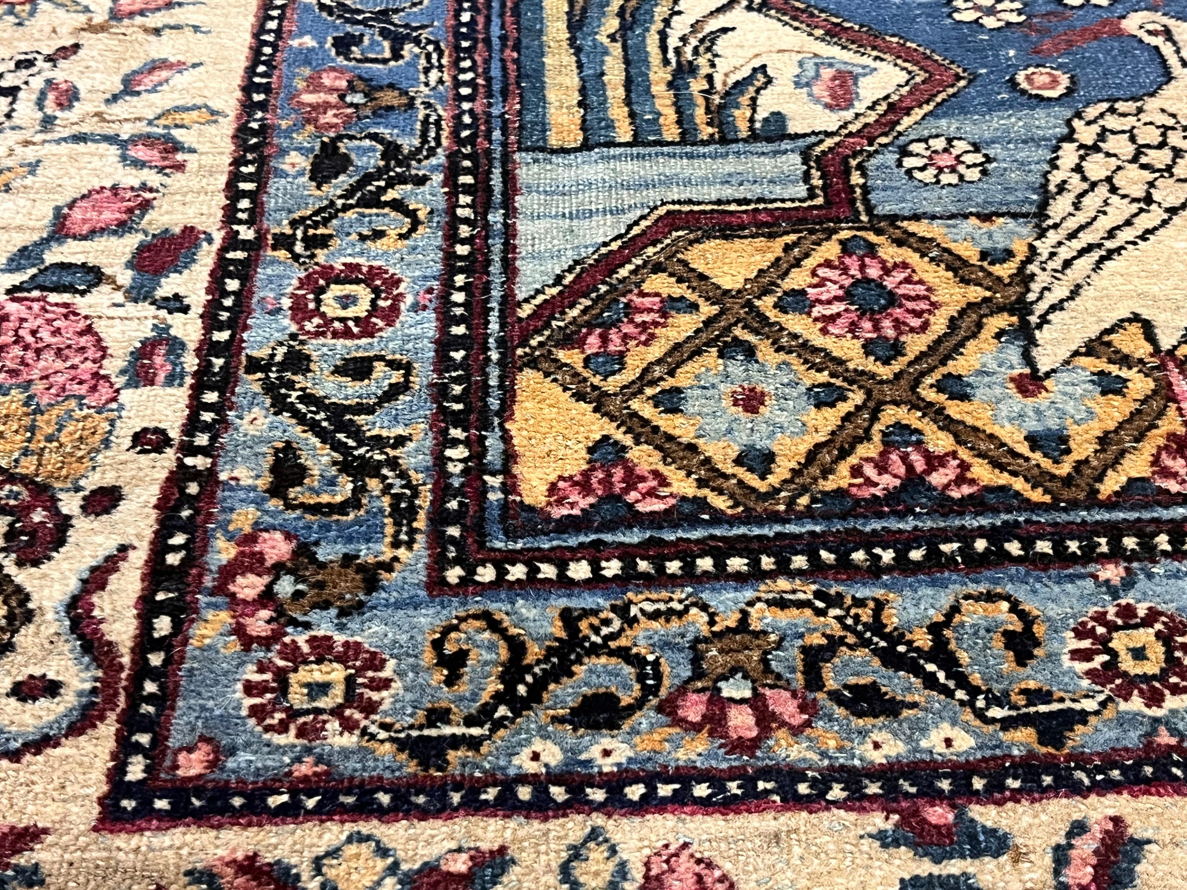 Wool Extremely Fine Antique Persian Tehran with great and rare color background Rug For Sale
