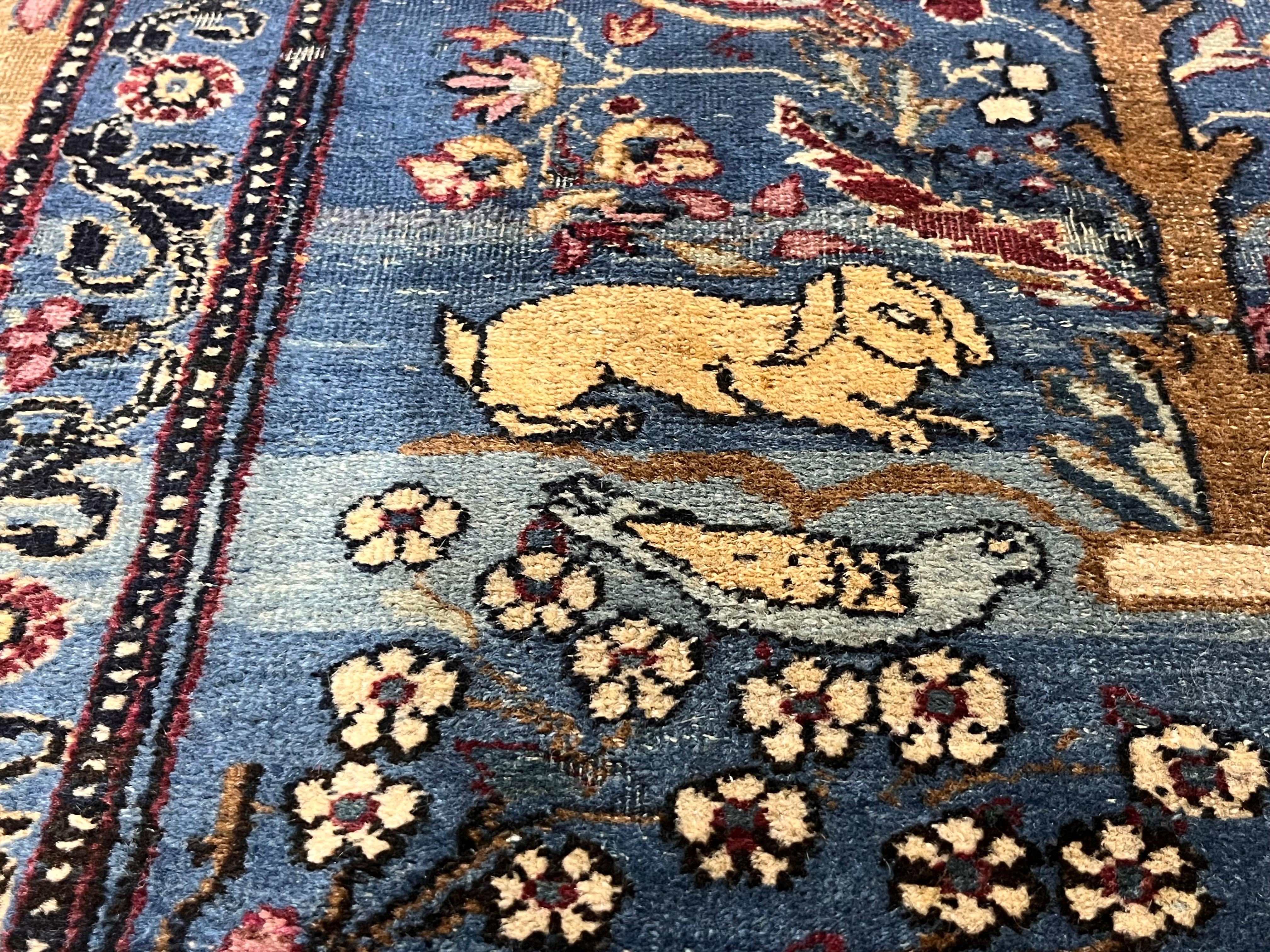 Extremely Fine Antique Persian Tehran with great and rare color background Rug For Sale 2