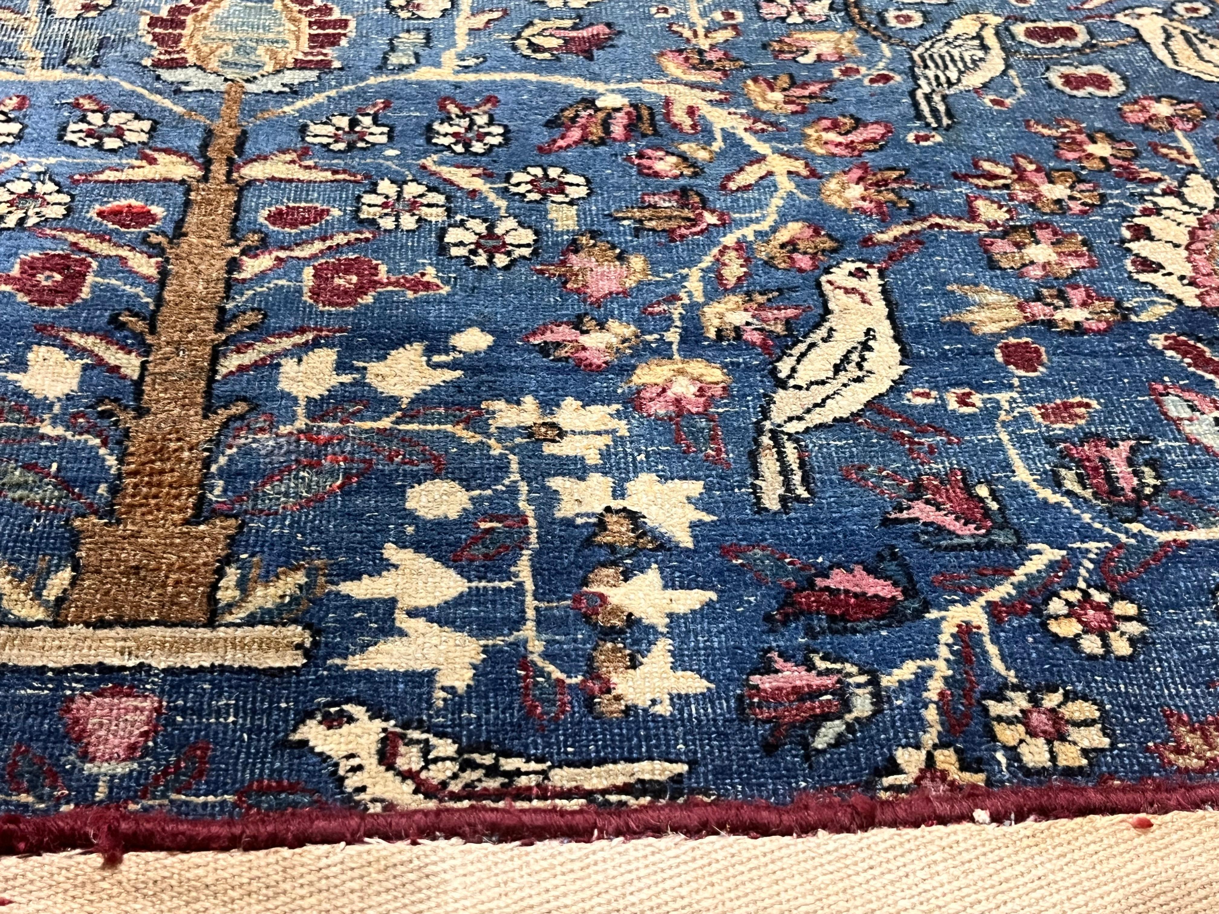 Extremely Fine Antique Persian Tehran with great and rare color background Rug For Sale 3