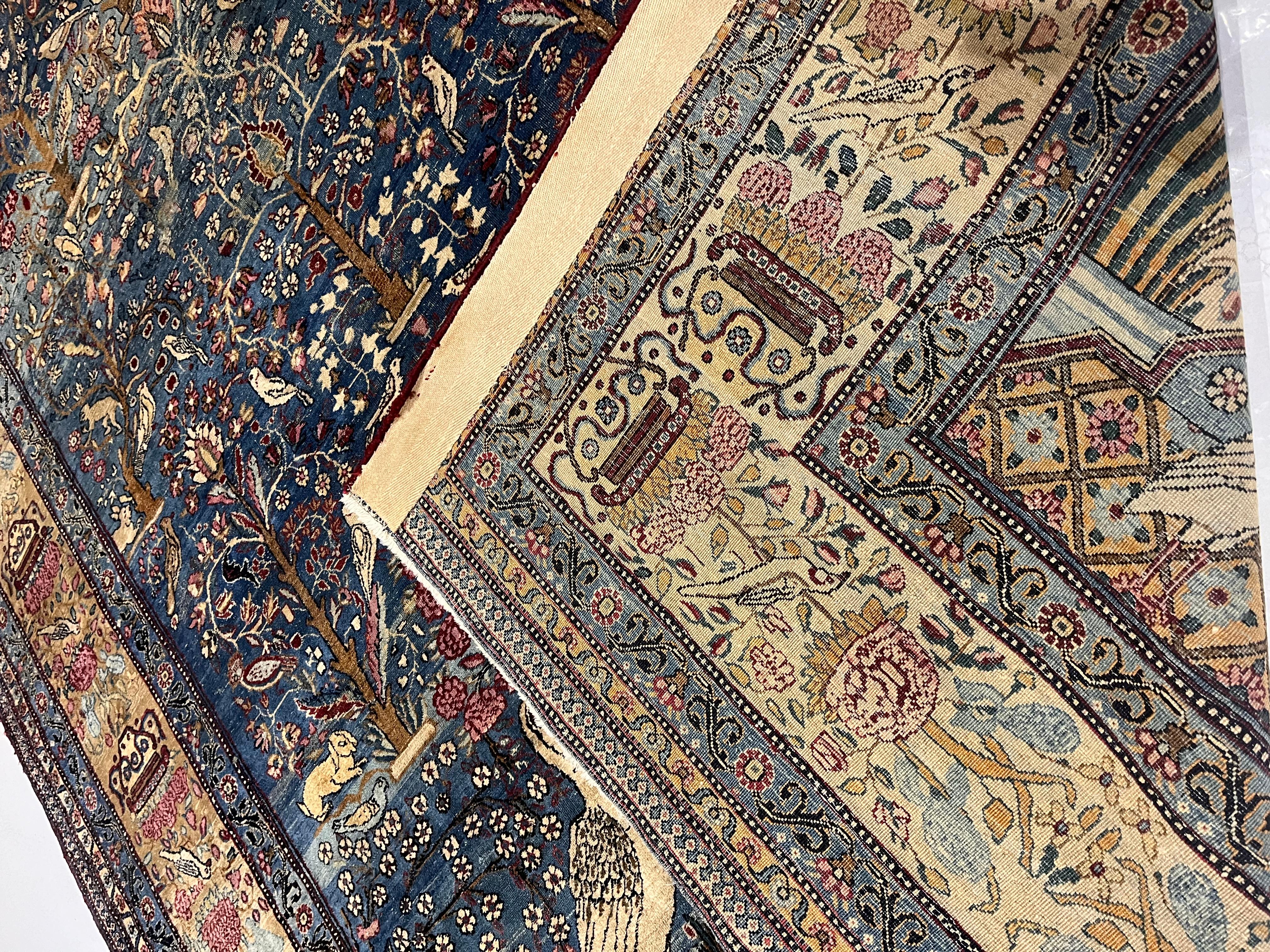 Extremely Fine Antique Persian Tehran with great and rare color background Rug For Sale 4