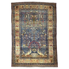 Extremely Fine Antique Persian Tehran with great and rare color background Rug