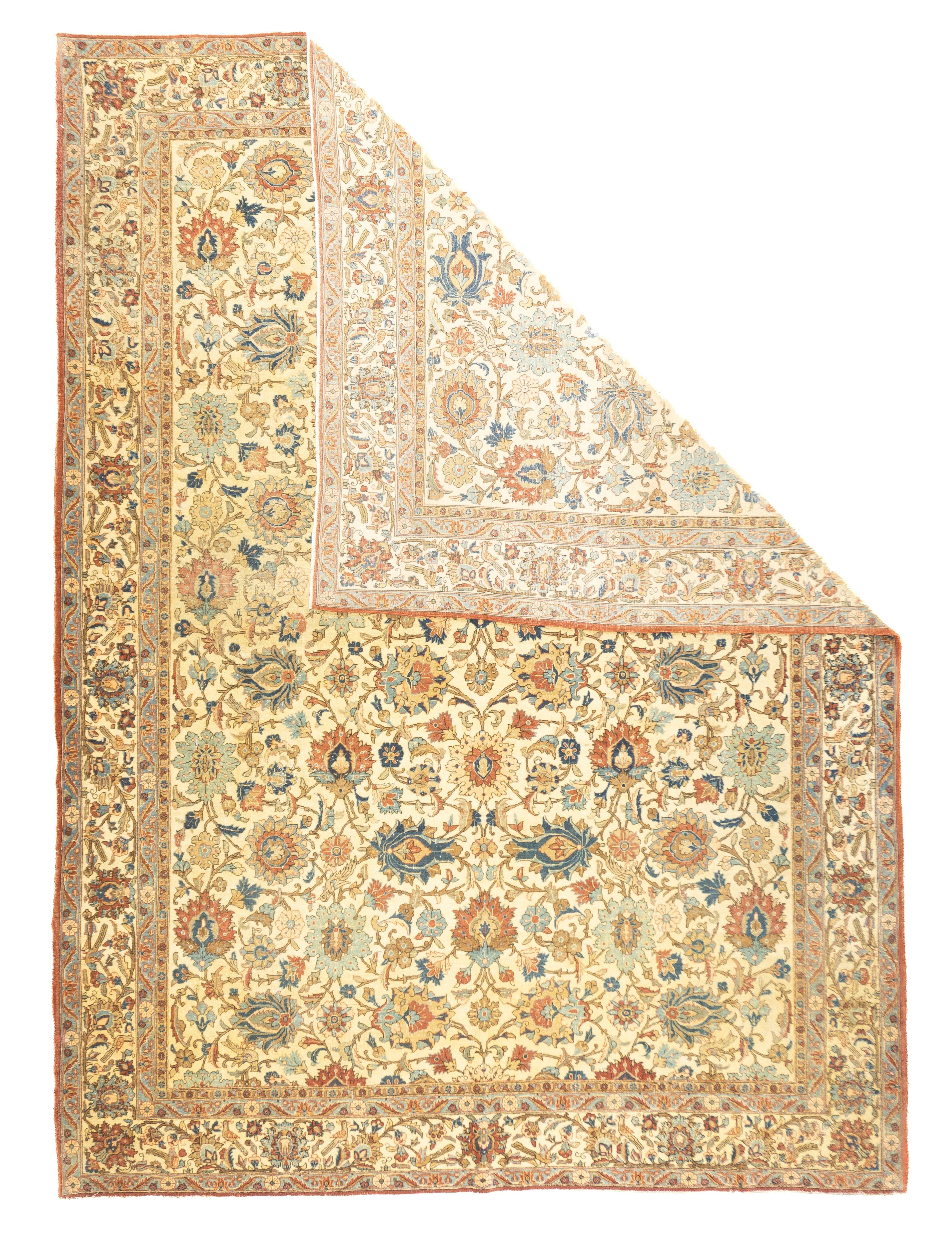 Äußerst feine antike persische Teheraner Wolle  Teppich 7'10'' x 10'5''. Ein späteres Vintage-Stück aus der persischen Hauptstadt mit dem beliebten Strohsand-Feld, hier mit einem Allover-Muster aus trägen und aufrechten Blütenpalmetten und