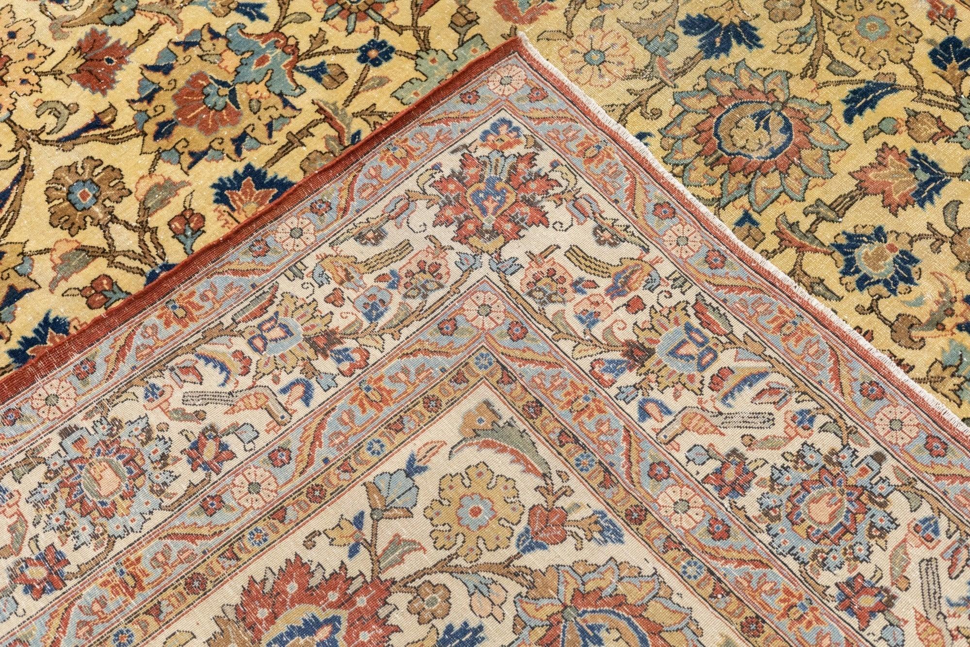 Äußerst feine antike persische Teheraner Wolle  Teppich 7'10'' x 10'5'' im Angebot 1