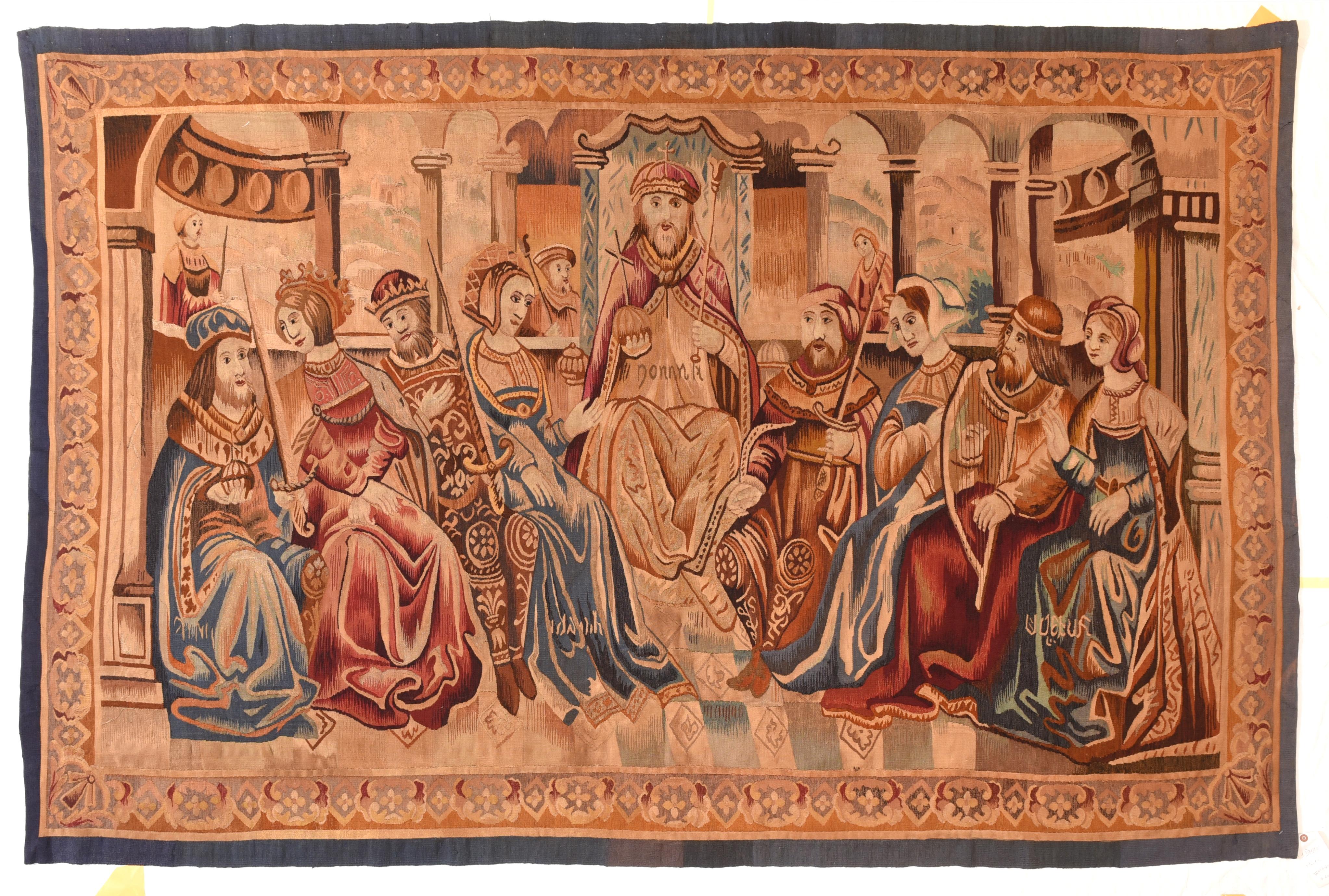 Belgian Extremely Fine Antique Pictorial Biblical Belgium Tapestry, circa 19th Century