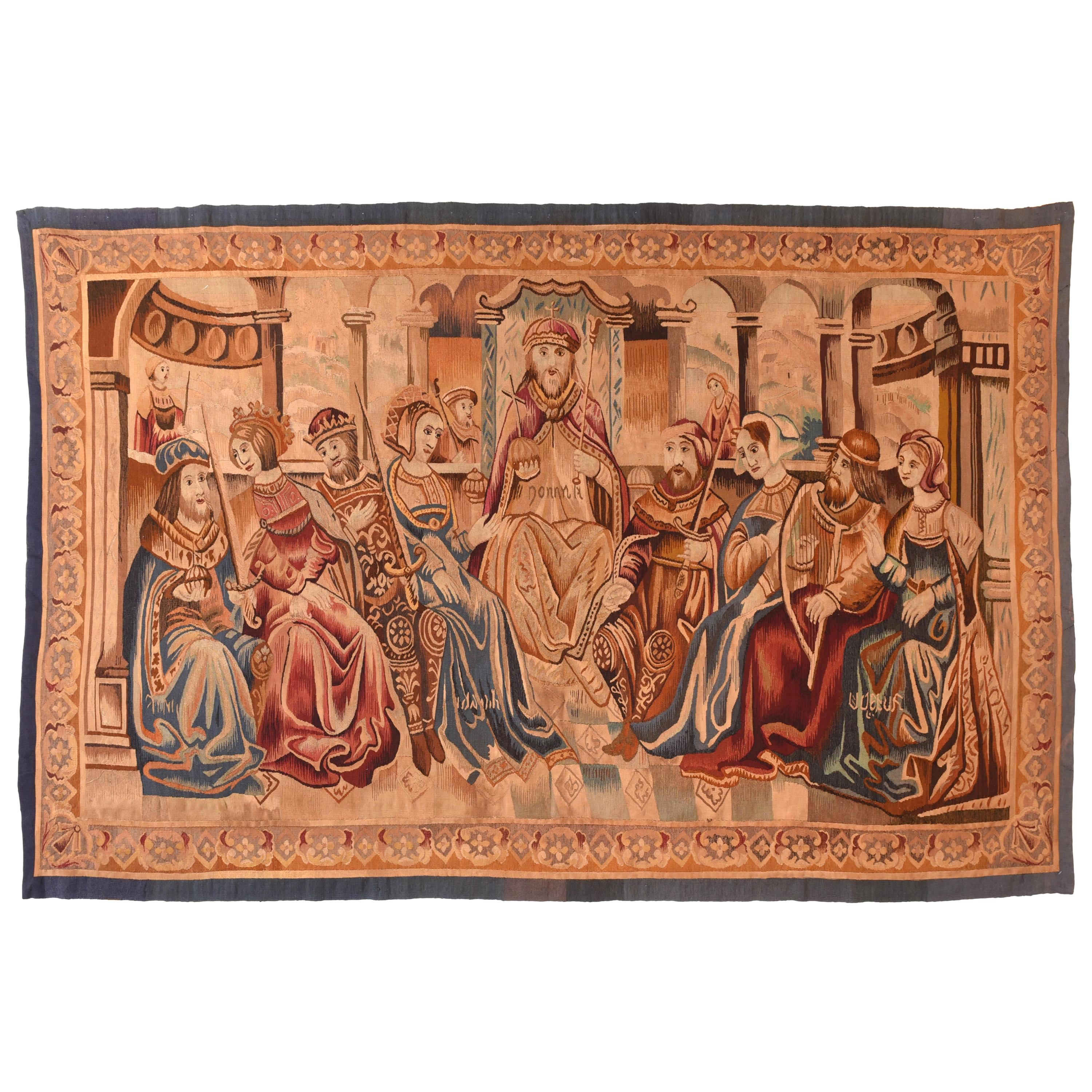 Extremely Fine Antique Pictorial Biblical Belgium Tapestry, circa 19th Century