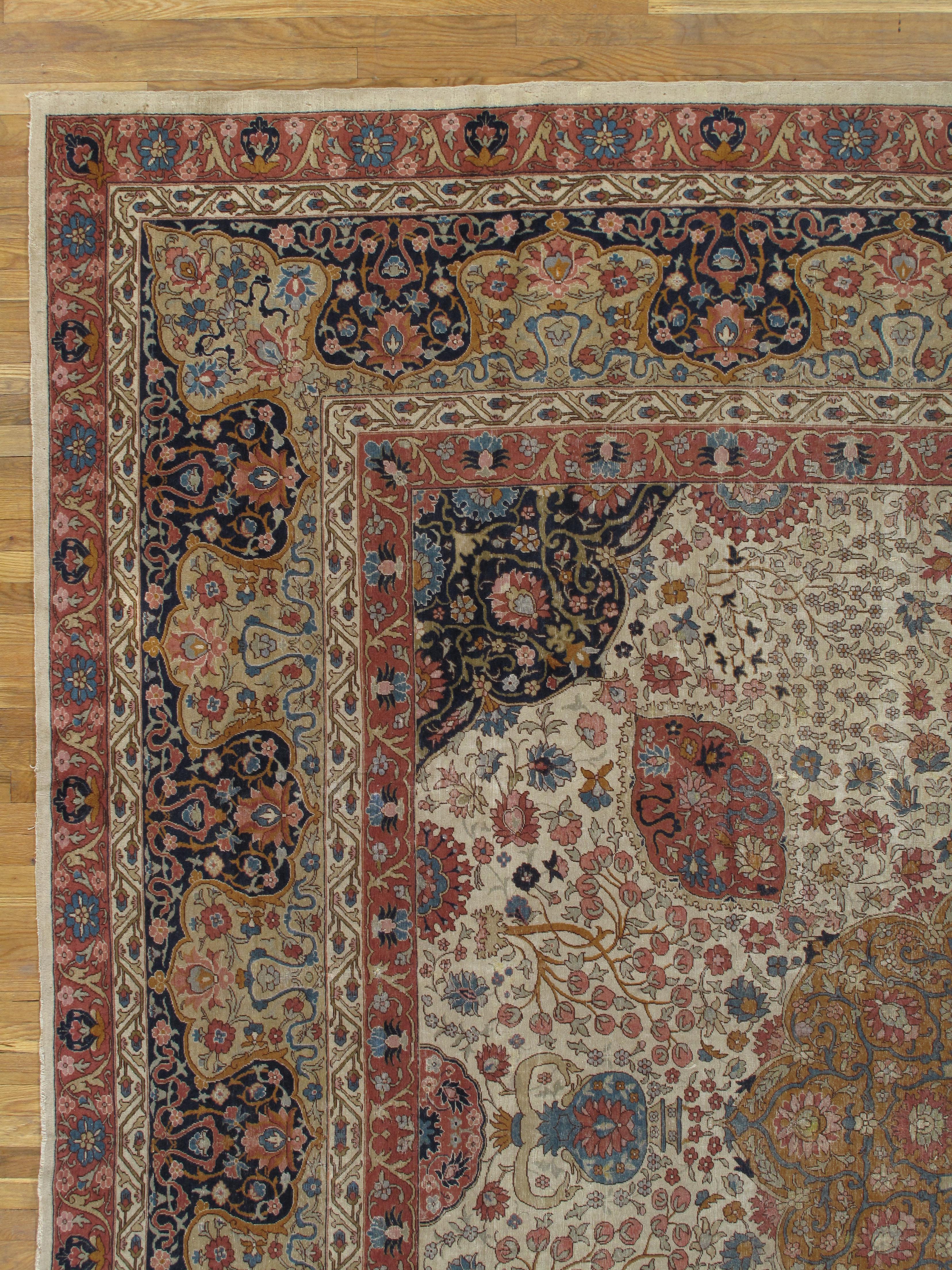 Wool Extremely Fine Antique Sivas Handmade Carpet, Red and Green, All-over Design For Sale