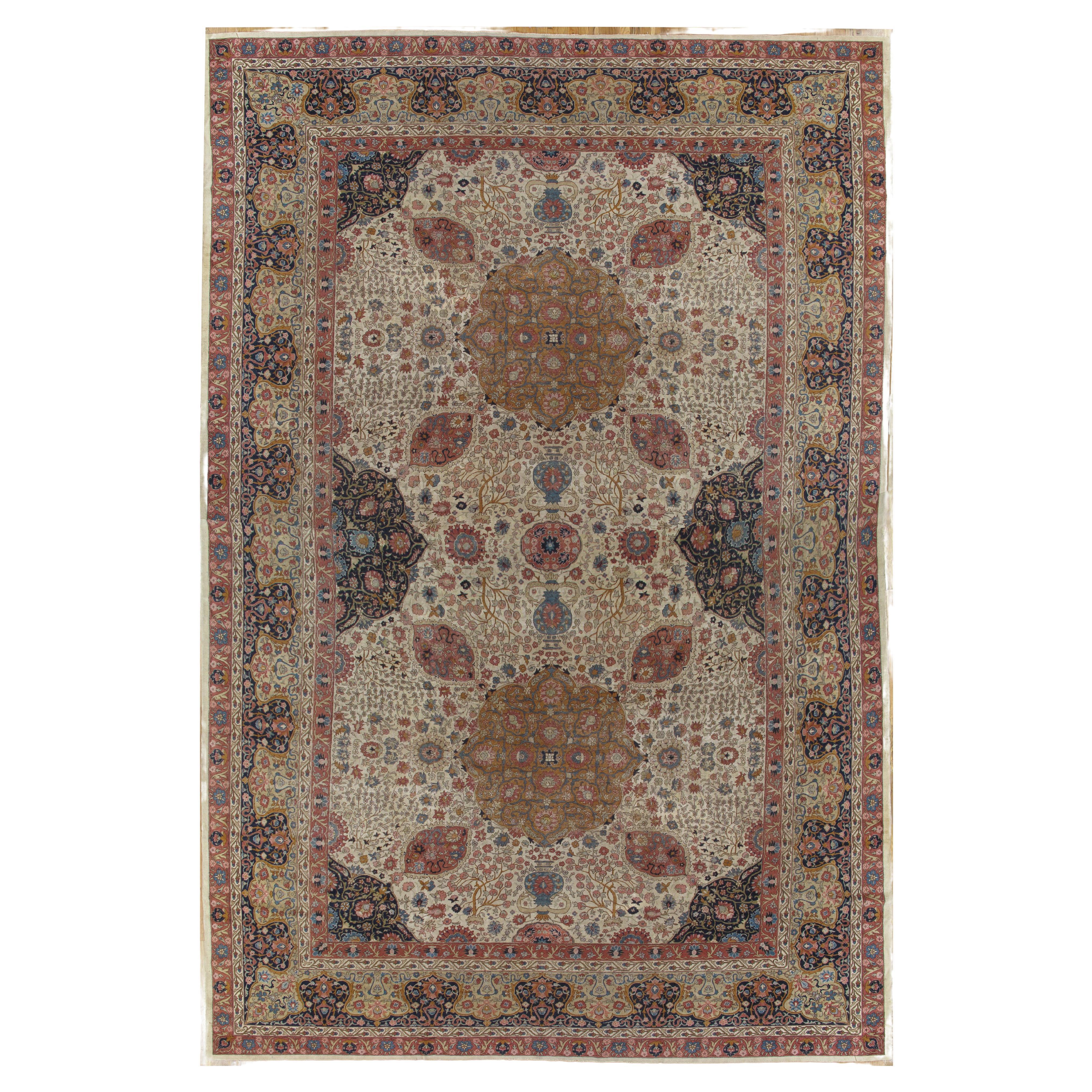 Extremely Fine Antique Sivas Handmade Carpet, Red and Green, All-over Design For Sale