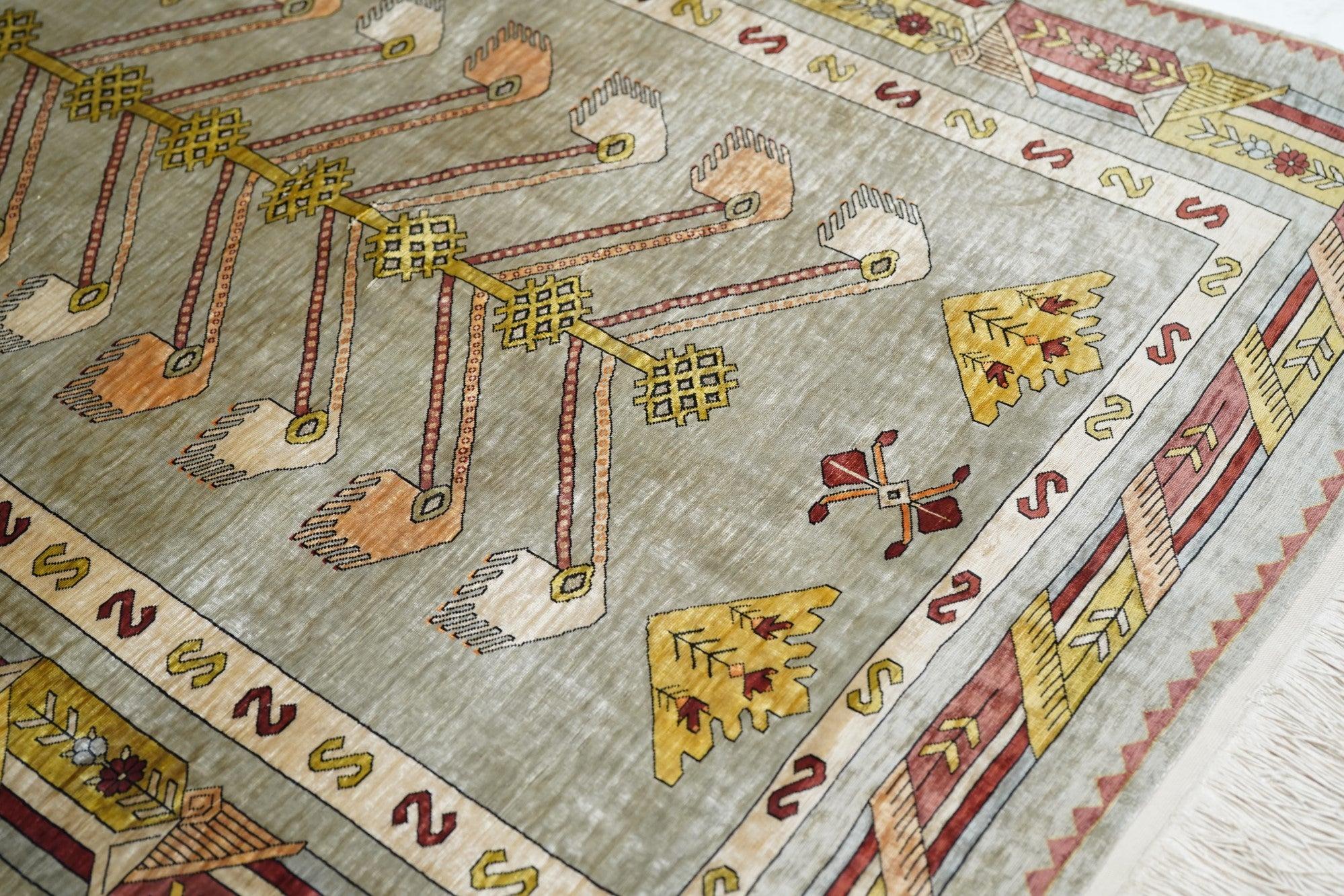Persian Extremely Fine Antique Turkish Silk Hereke Rug 2'6'' x 3'5'' For Sale