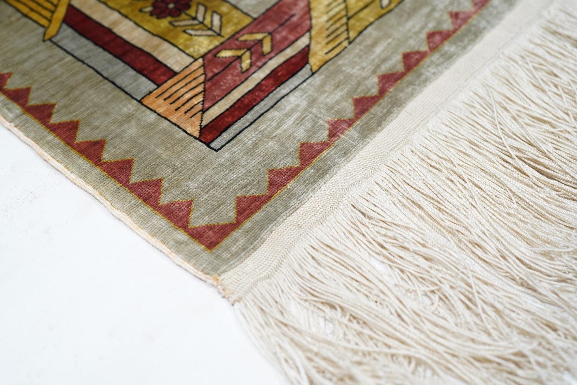 20th Century Extremely Fine Antique Turkish Silk Hereke Rug 2'6'' x 3'5'' For Sale