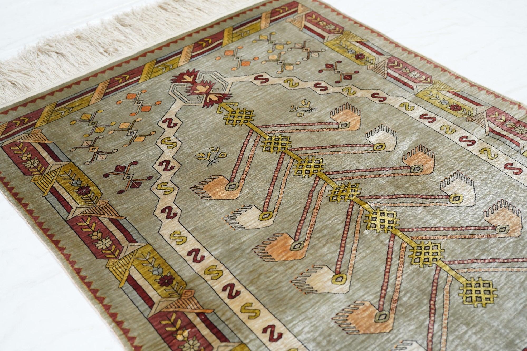 Extremely Fine Antique Turkish Silk Hereke Rug 2'6'' x 3'5'' For Sale 2