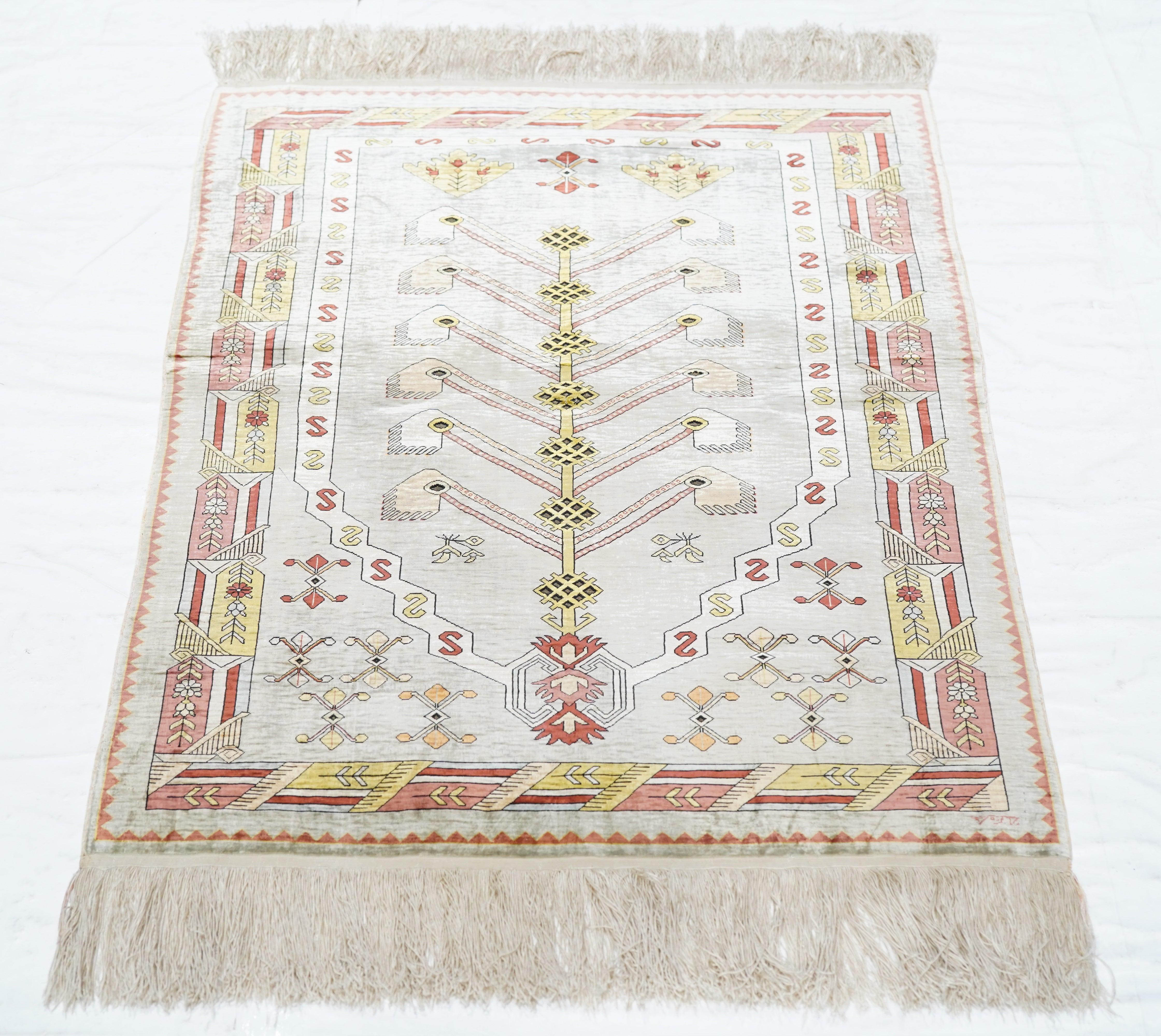 Extremely Fine Antique Turkish Silk Hereke Rug 2'6'' x 3'5'' For Sale 3