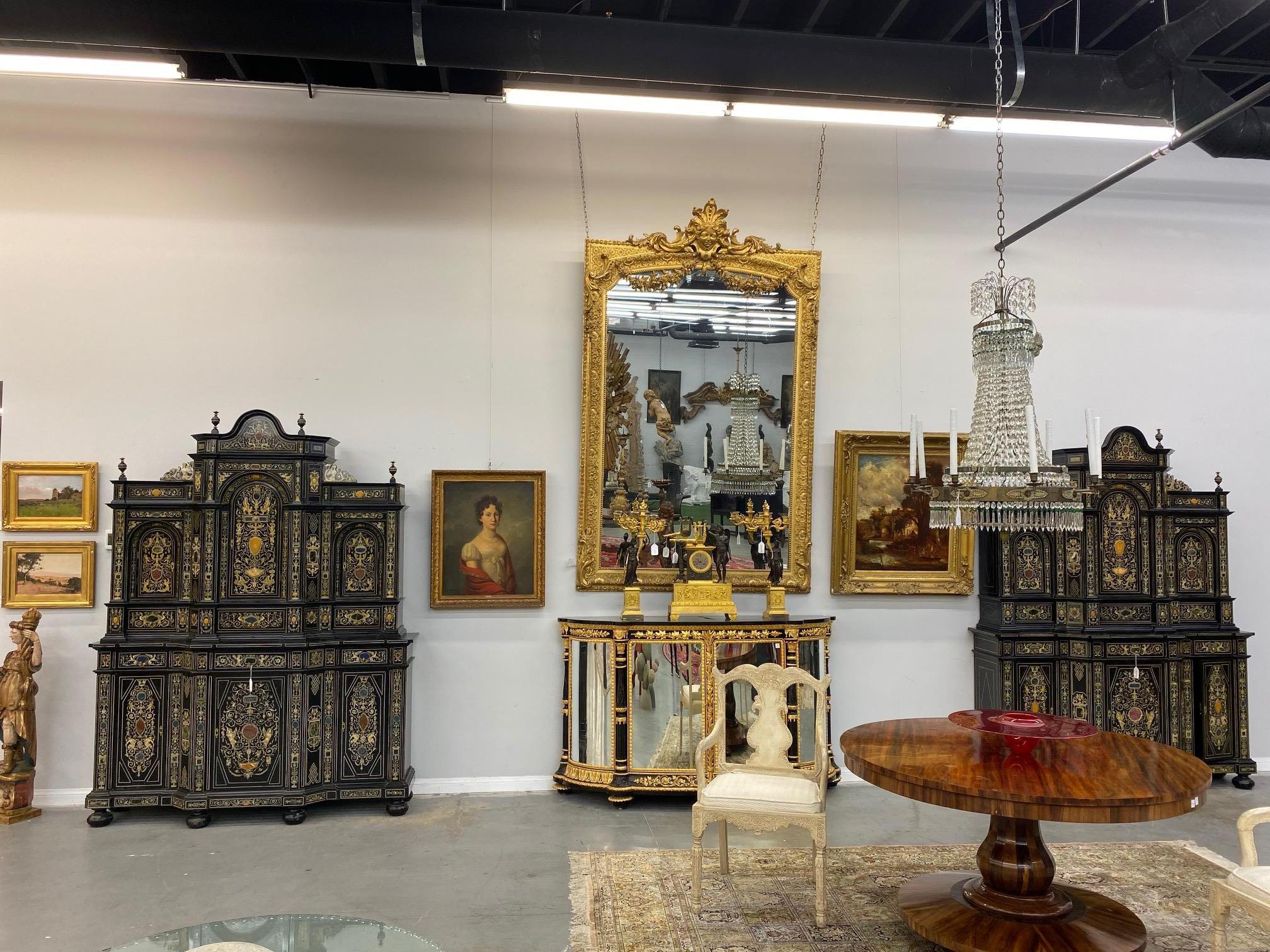 Extremely Fine Italian Baroque Ebonized Wood, Faux Ivory, and Hardstone Cabinet  7