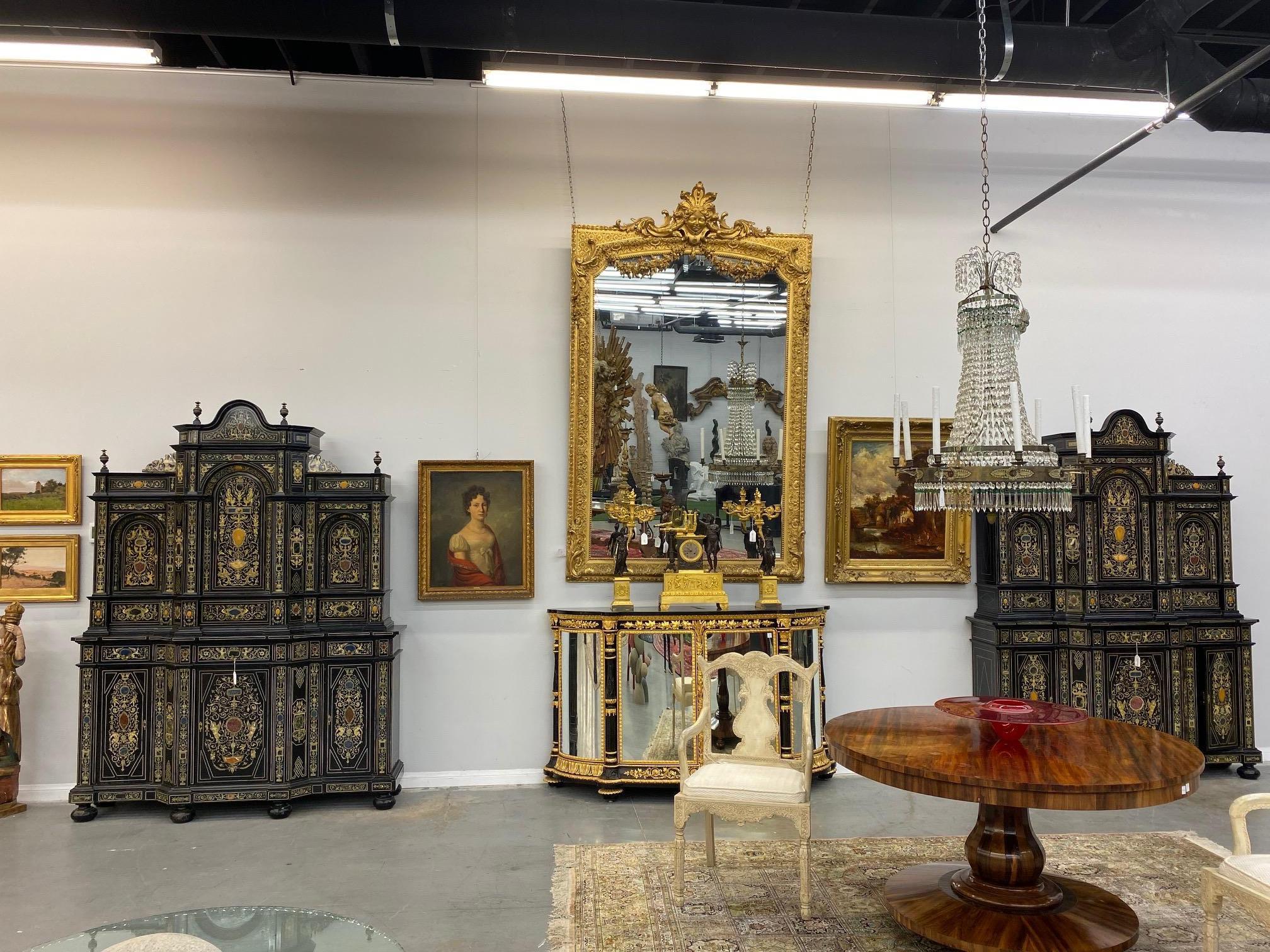Extremely Fine Italian Baroque Ebonized Wood, Faux Ivory, and Hardstone Cabinet For Sale 5