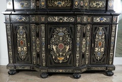 Extremely Fine Italian Baroque Ebonized Wood, Faux Ivory, and Hardstone Cabinet