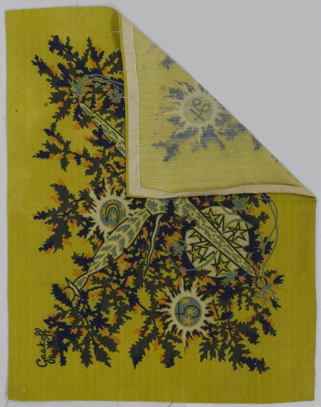 Arazzo francese della metà del secolo scorso, estremamente raffinato, disegnato e firmato da Grokoff 3'3