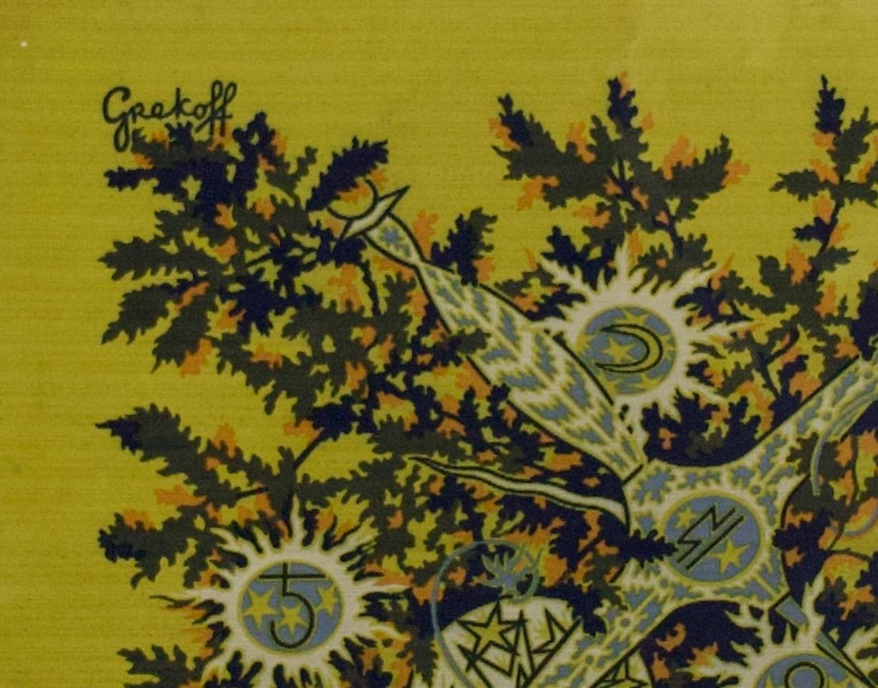 XX secolo Arazzo francese della metà del secolo scorso estremamente raffinato, disegnato e firmato da Grokoff in vendita