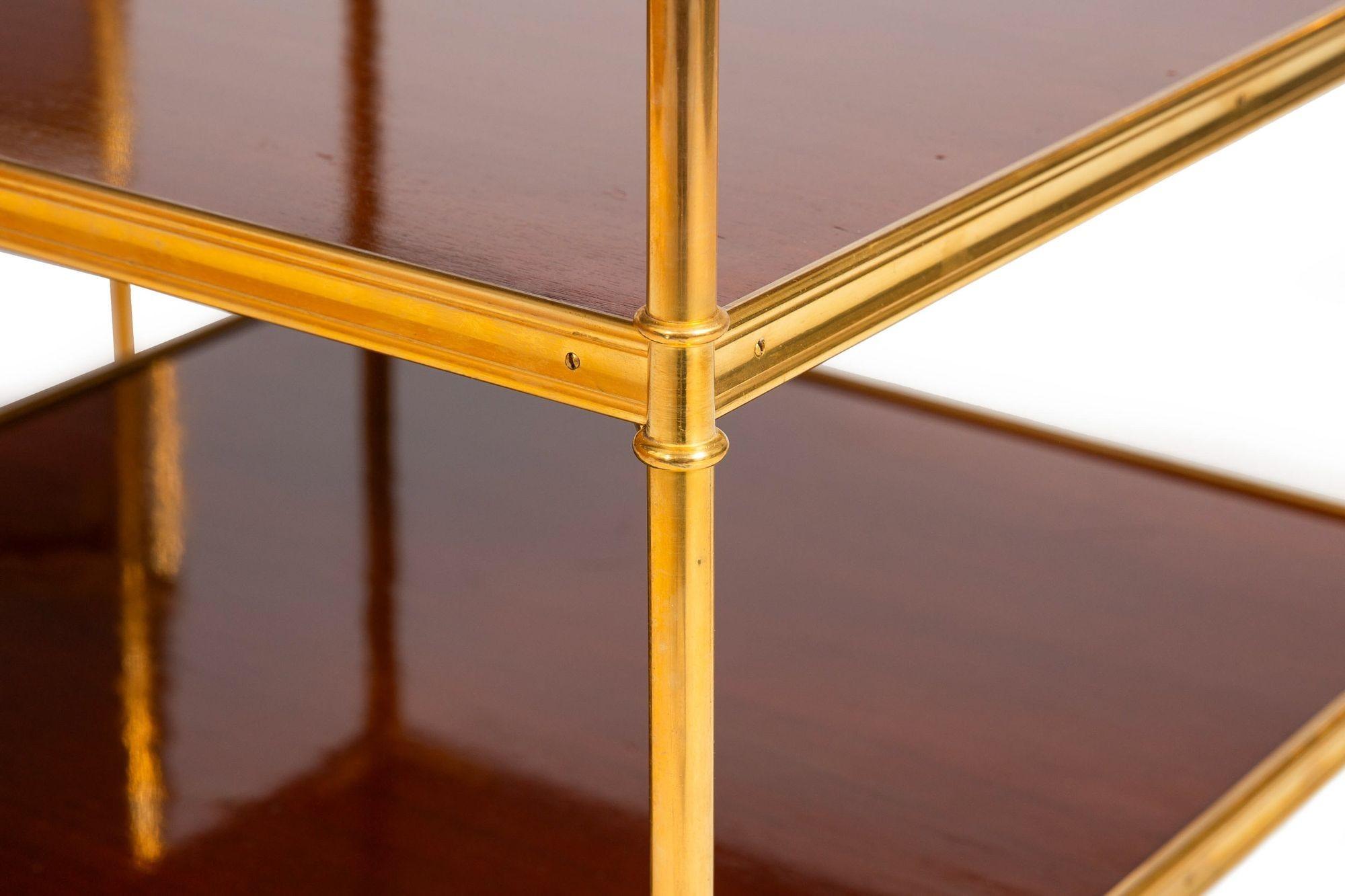 Paire de tables d'appoint à trois niveaux en acajou et bronze extrêmement fine, Jansen attr. 3