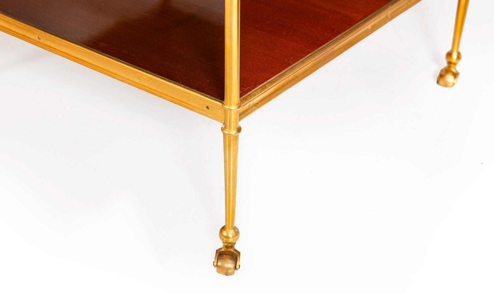 Extremely Fine Pair Three-Tier Mahogany Bronze Side Tables, Jansen attr. For Sale 6