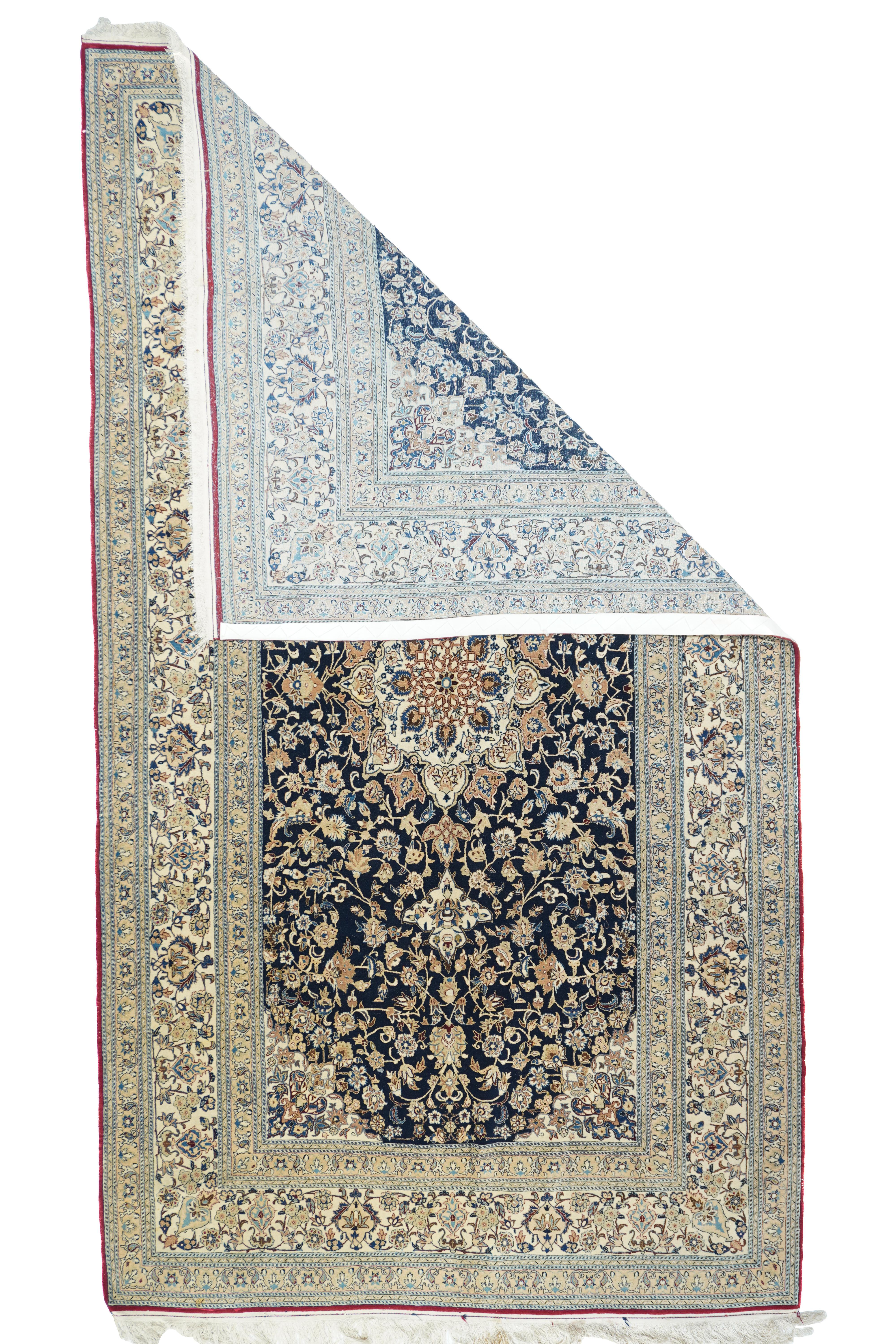 Persiano Tappeto persiano estremamente fine in lana e seta Habibian 5'4'' x 9'6'' in vendita
