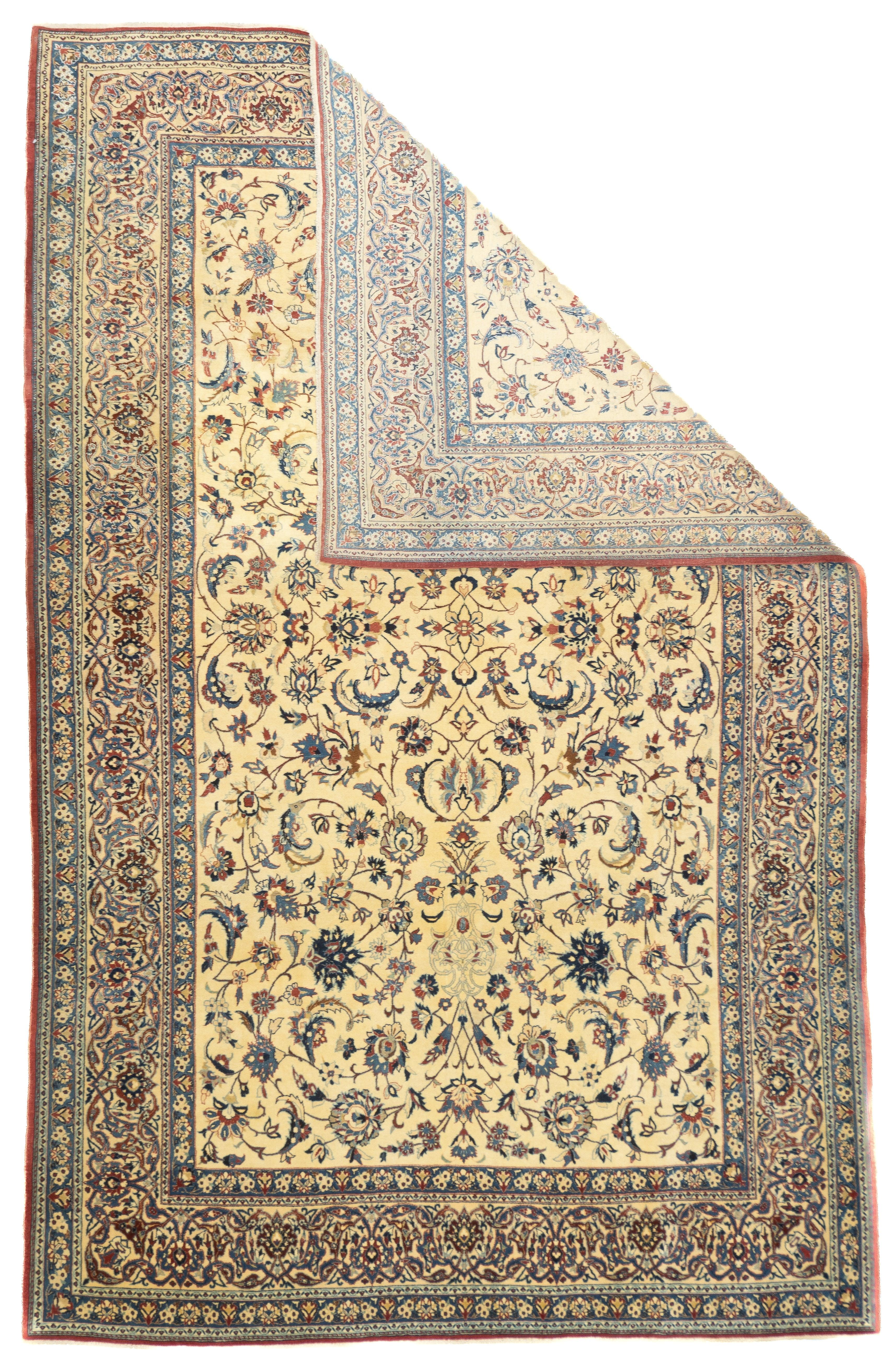 Tappeto persiano estremamente fine in lana e seta Habibian 5'5'' x 8'5''. Tappeti di questa città della Persia centrale, dagli anni '30 in poi; da molto fini a estremamente fini. Generalmente in colori chiari su disegni a medaglione. I migliori