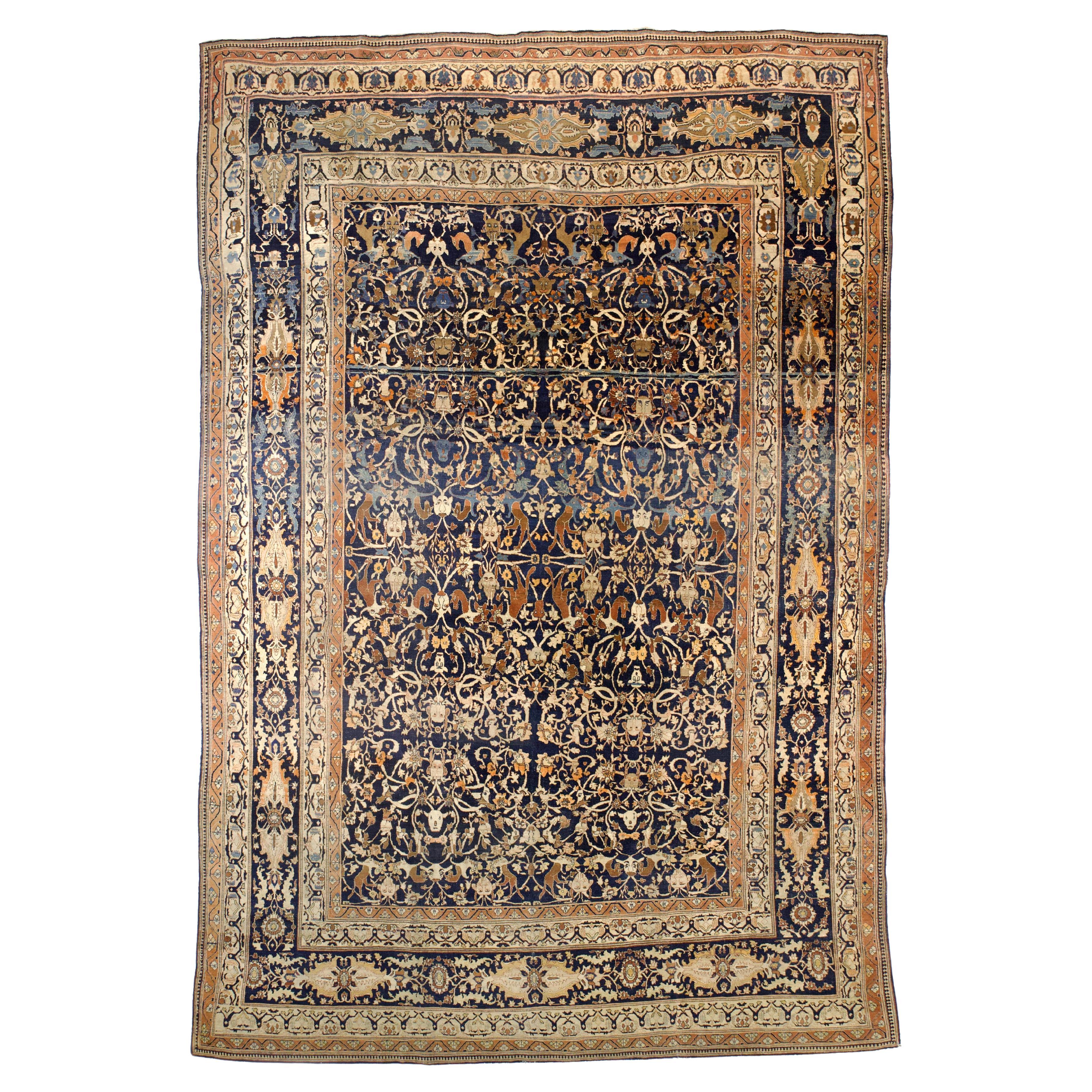 Très beau tapis persan Haji Jalili Tabriz 10'8 x 15'11