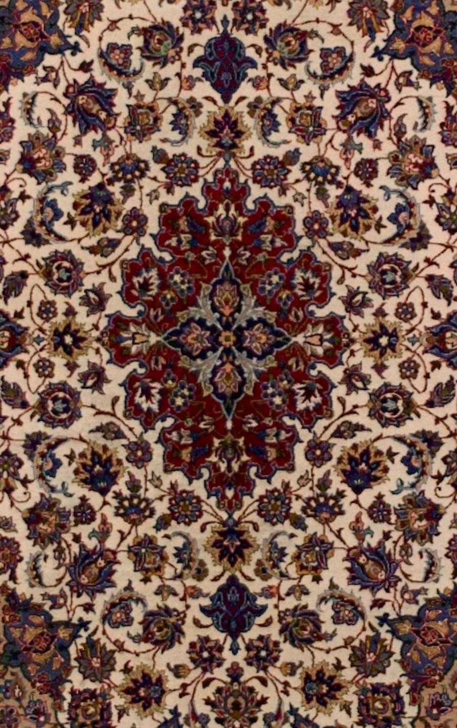 Extrem feiner persischer Isfahan-Teppich 3'5