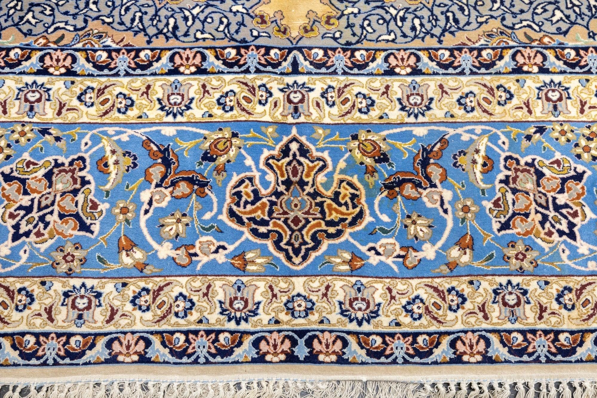 XX secolo Tappeto persiano Isfahan in lana e seta estremamente fine 10'6'' x 13'11'' in vendita