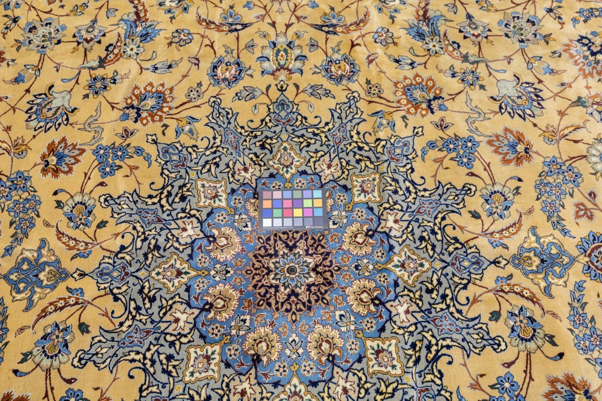 Tappeto persiano Isfahan in lana e seta estremamente fine 10'6'' x 13'11'' in vendita 2