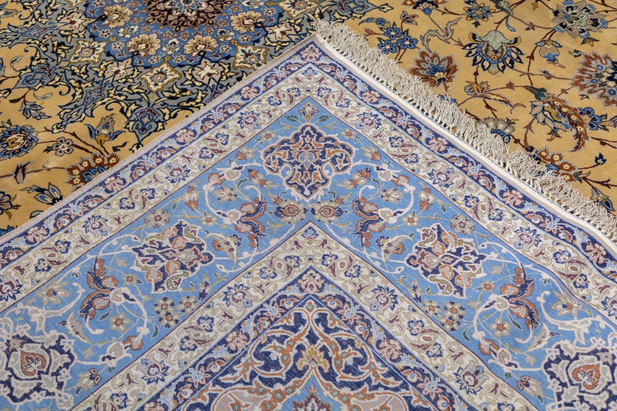Tappeto persiano Isfahan in lana e seta estremamente fine 10'6'' x 13'11'' in vendita 3