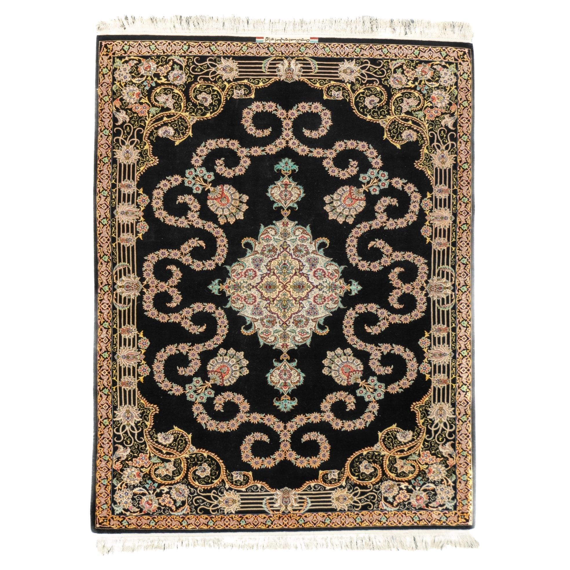 Tappeto persiano Isfahan in lana e seta estremamente pregiato 5'3'' x 6'10''