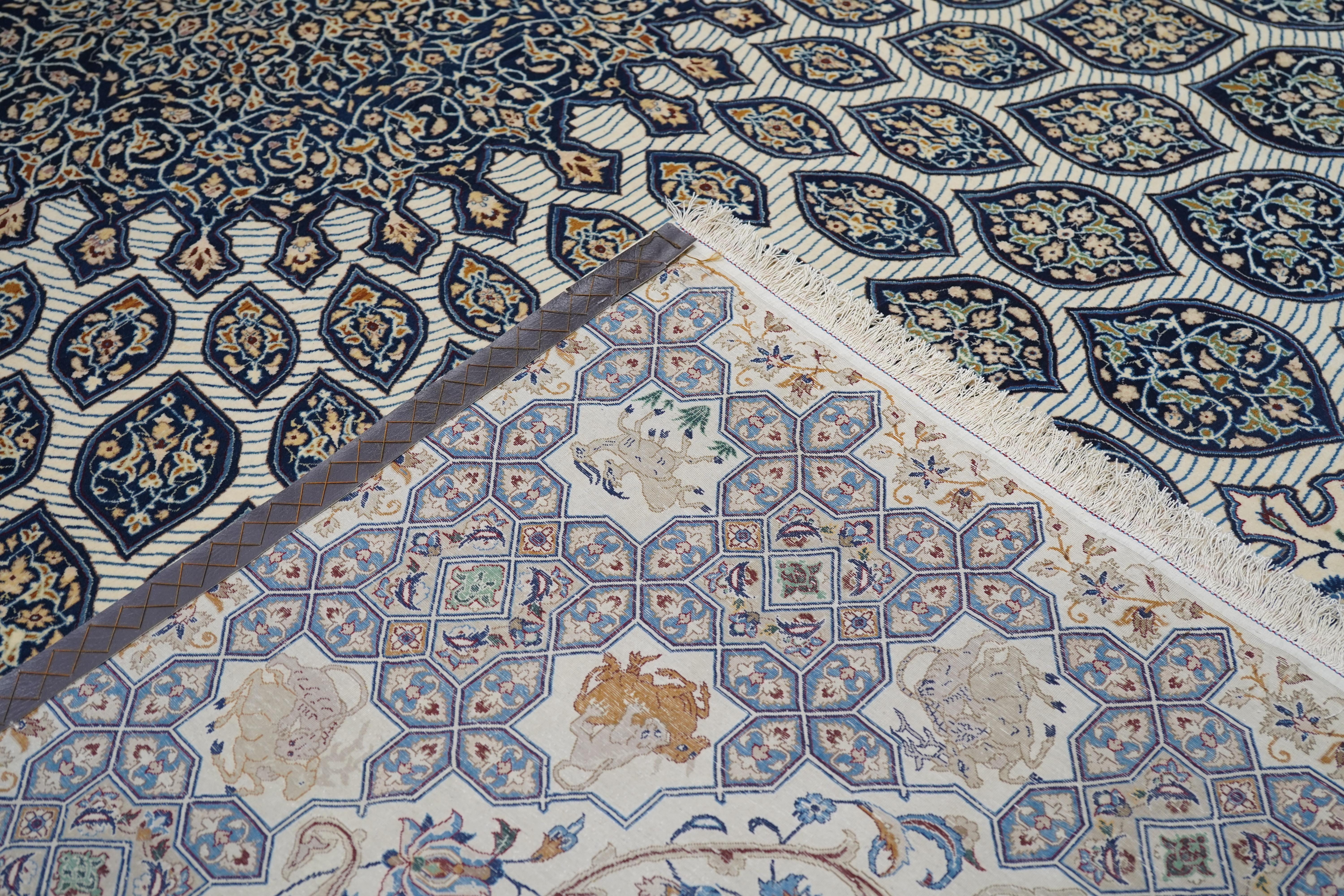 Tappeto persiano Isfahan in lana e seta estremamente pregiato 7'4'' x 11'4'' in vendita 5