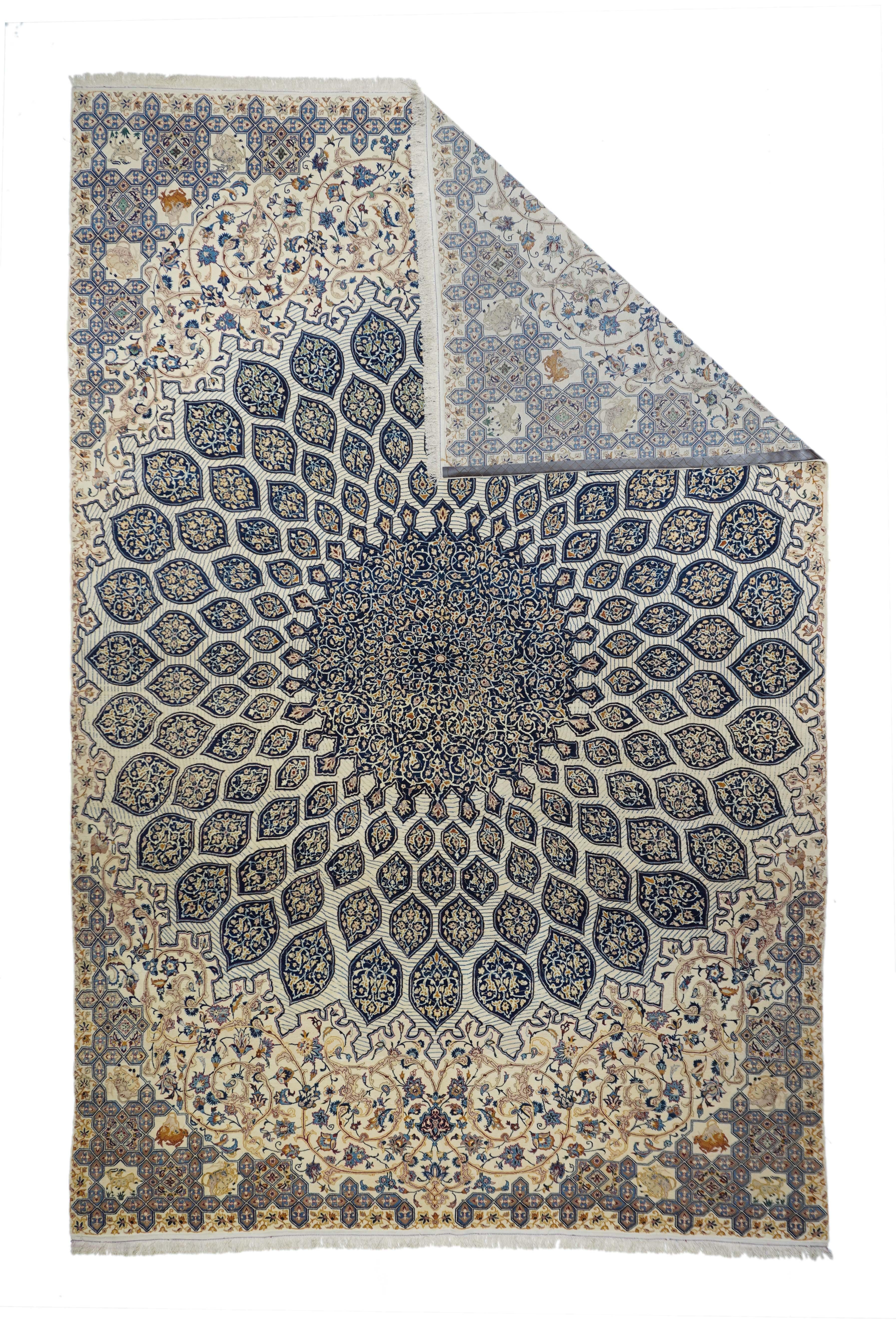 Tabriz Tappeto persiano Isfahan in lana e seta estremamente pregiato 7'4'' x 11'4'' in vendita