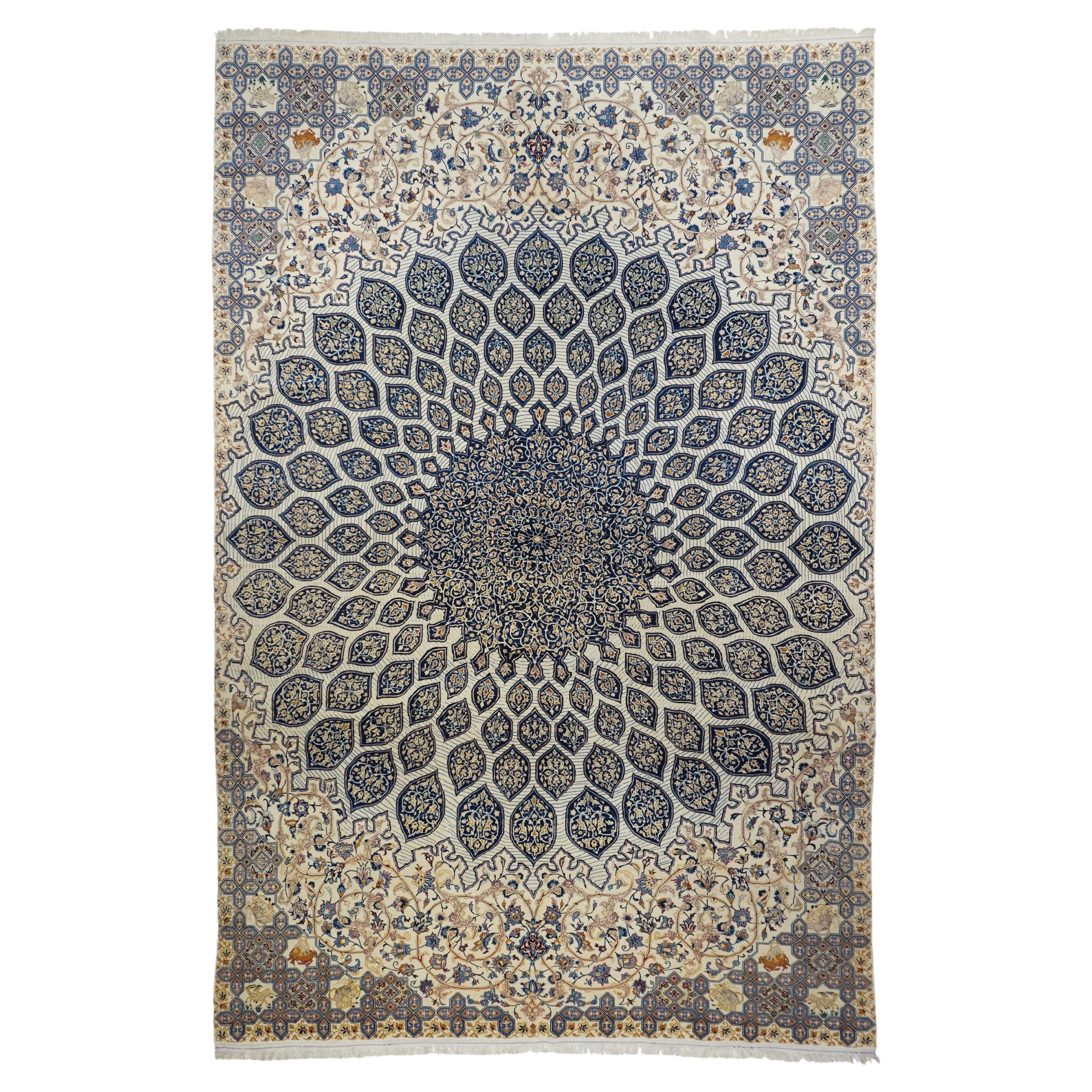 Extremely Fine Persian Isfahan Wool and Silk Rug 7'4'' x 11'4''