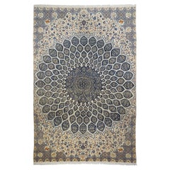 Extremely Fine Persian Isfahan Wool and Silk Rug 7'4'' x 11'4''