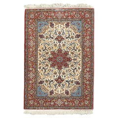 Tappeto persiano Isfahan in lana e seta, estremamente fine, 3'8'' x 5'3''