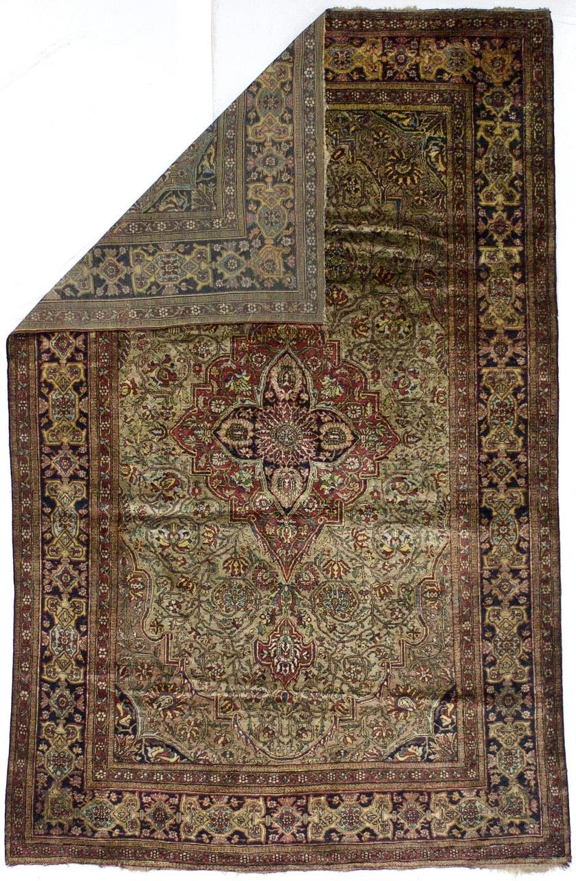 Estremamente  Tappeto in seta persiana Mohtasham Kashan, tessuta da un maestro tessitore, 4'7
