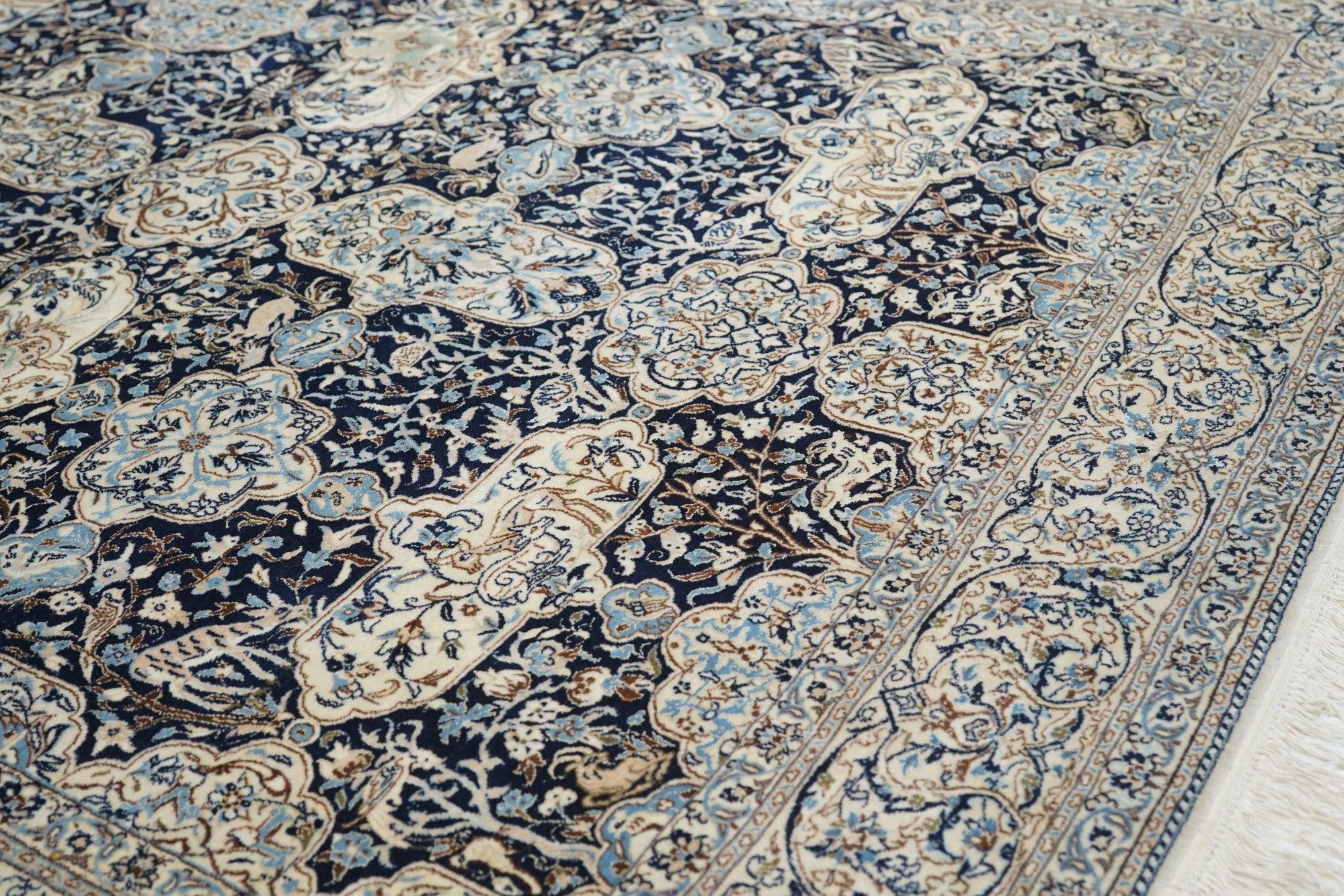 Äußerst feiner persischer Nain signiert Habibian Wolle und Seide Teppich 6' x 9' im Zustand „Gut“ im Angebot in New York, NY
