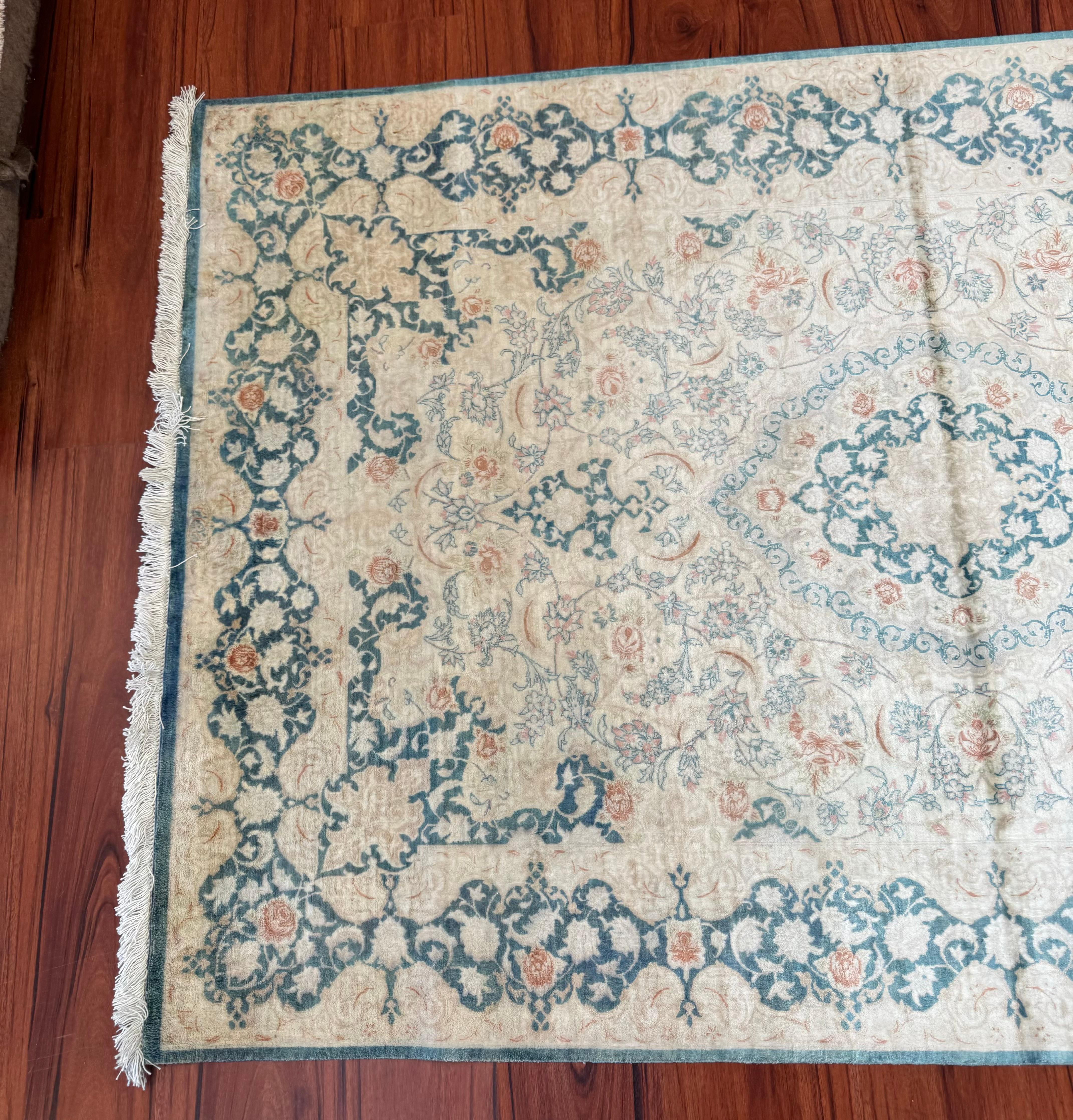 Extremely Fine Persian Silk Que Rug For Sale 7