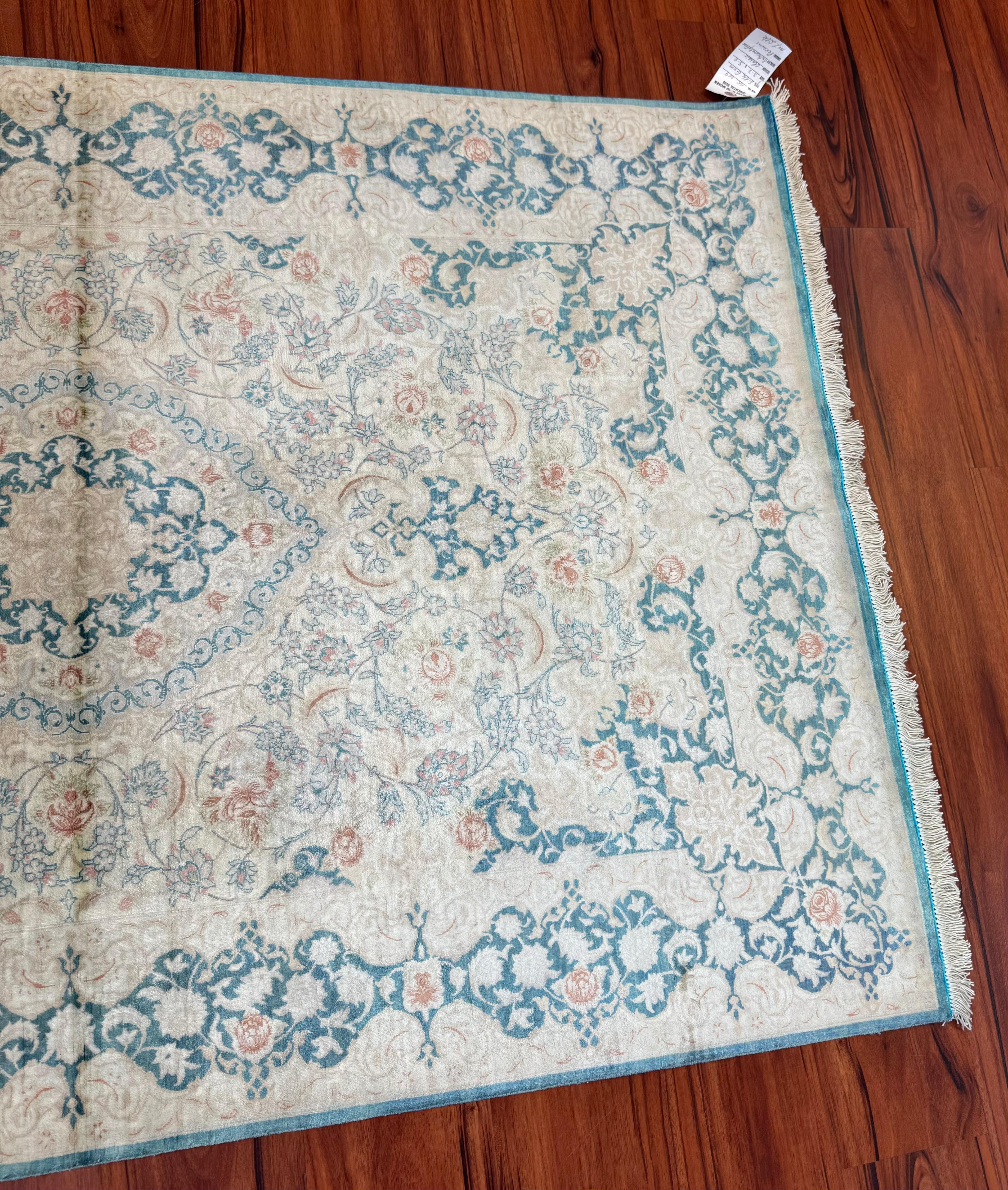 Extremely Fine Persian Silk Que Rug For Sale 8