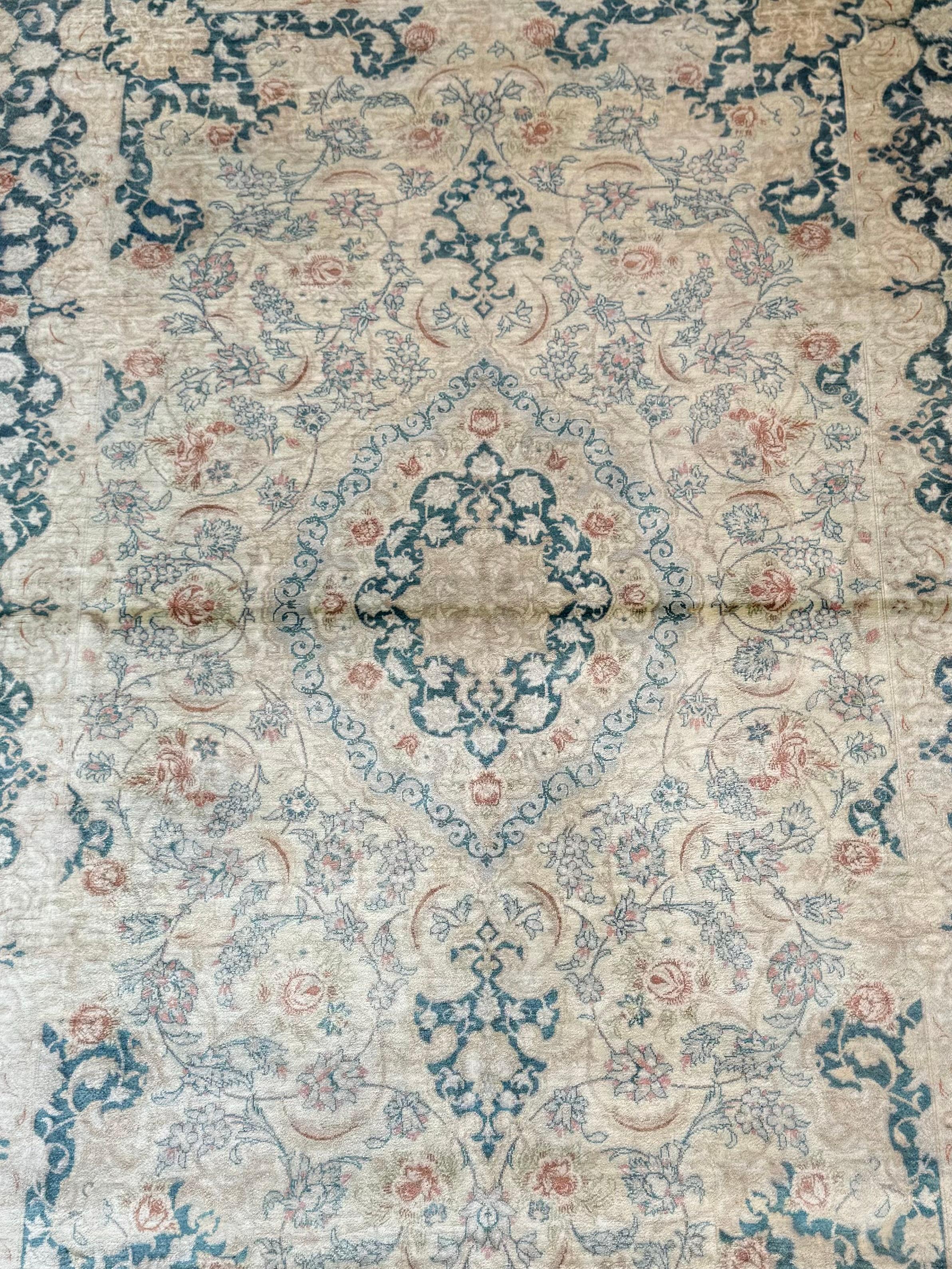 Extremely Fine Persian Silk Que Rug For Sale 9