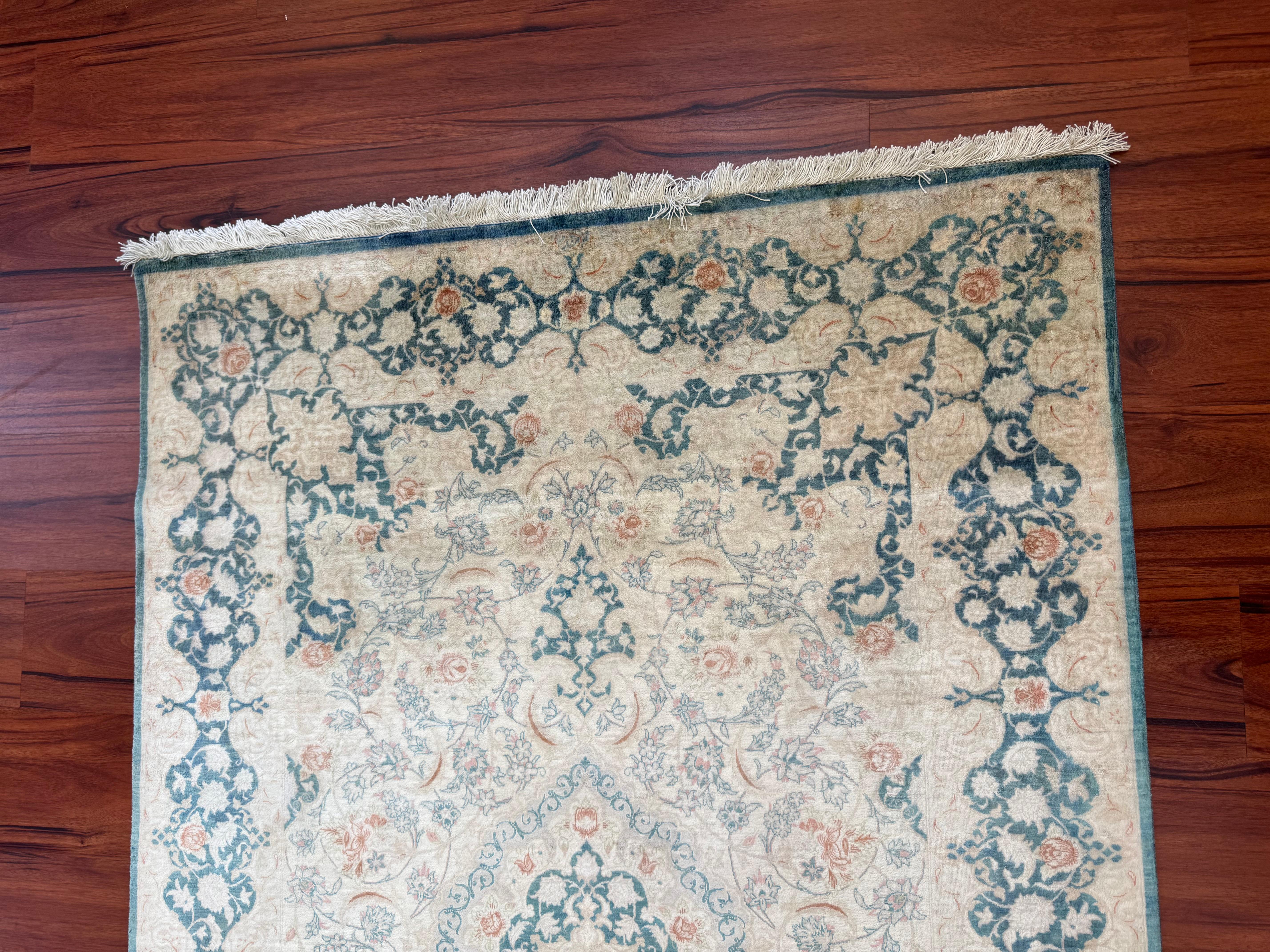Extremely Fine Persian Silk Que Rug For Sale 4