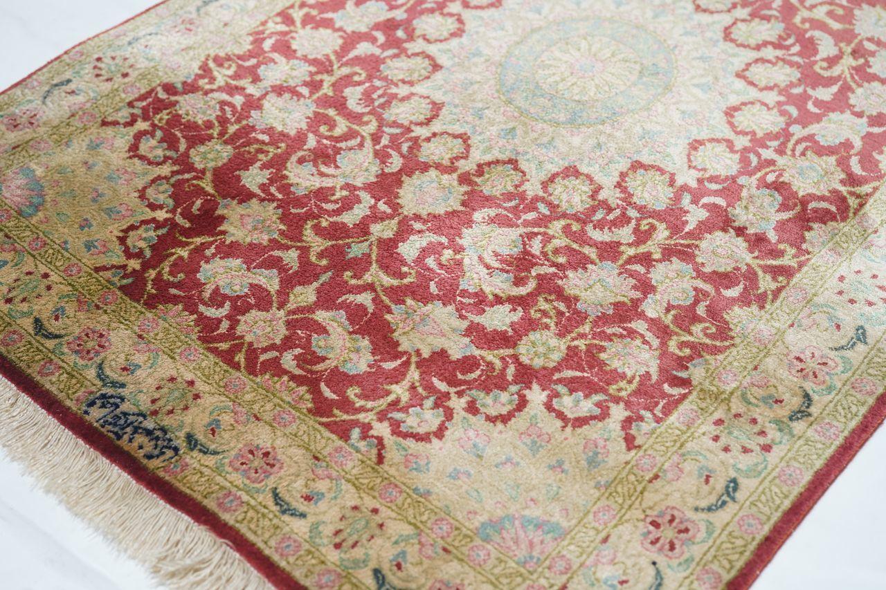 Hand-Knotted Fine Persian Silk Qum Runner 2'2'' x 9'3'' For Sale