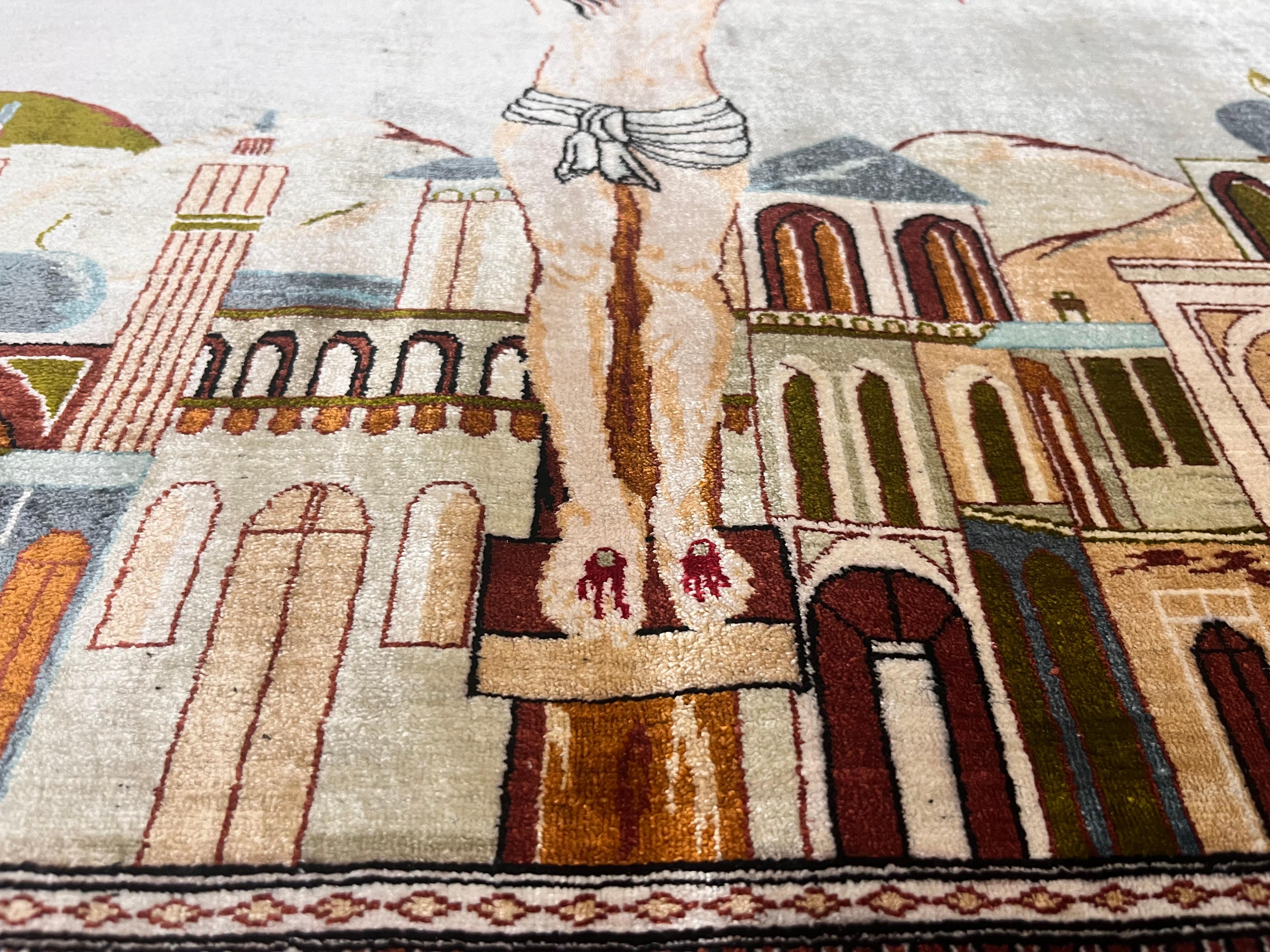 Extremely Fine Persian Silk Qum Pictorial with Jesus Christ 3’3