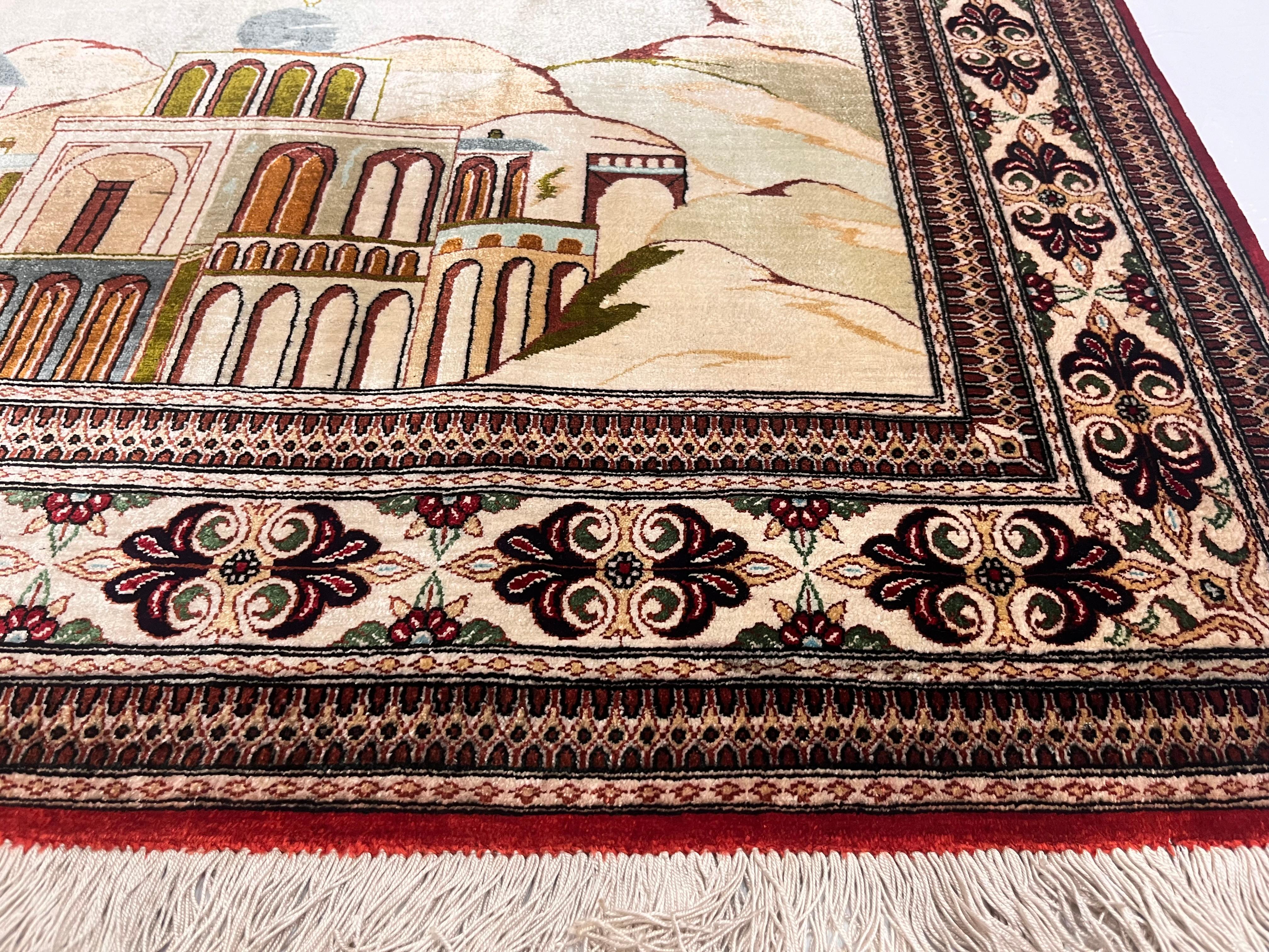Extremely Fine Persian Silk Qum Pictorial with Jesus Christ 3’3
