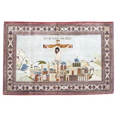 Pictórica Qum de seda persa extremadamente fina con Jesucristo 3'3" x 4'11"