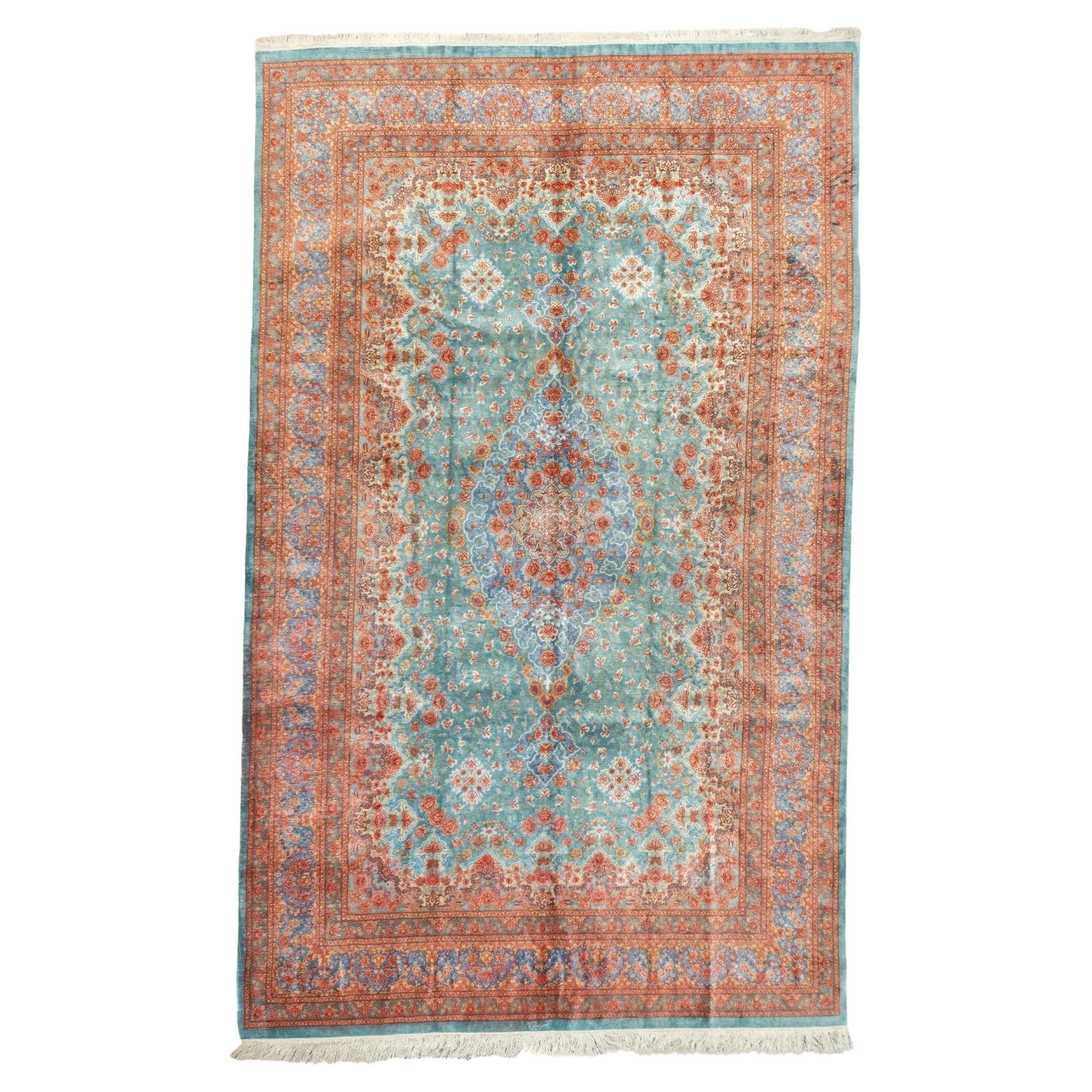 Tapis persan extrêmement fin Qum de 6'3'' x 10'2''